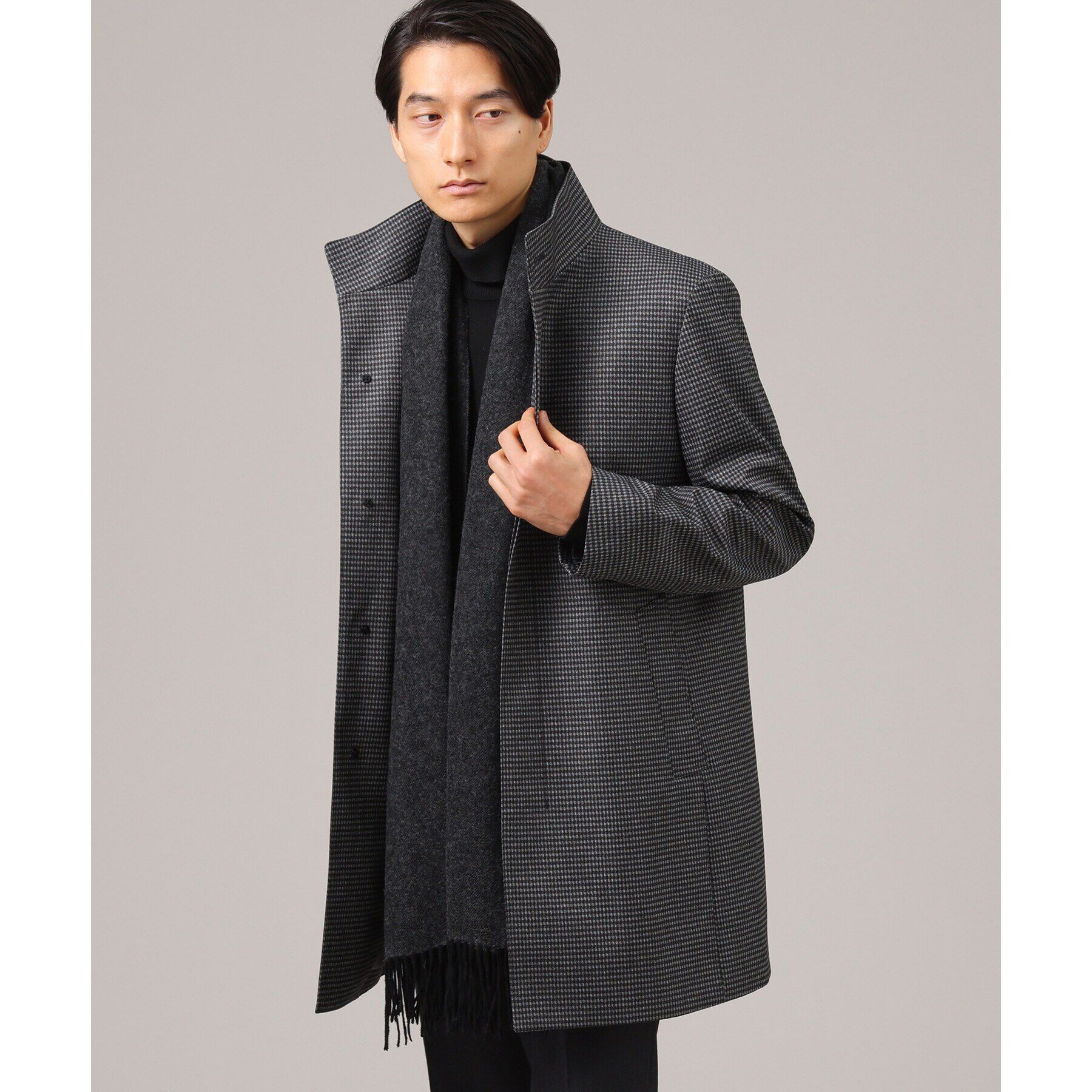 TAKEO KIKUCHI「【カシミヤ100％】無地リバー 配色カシミヤマフラー」|ストール|