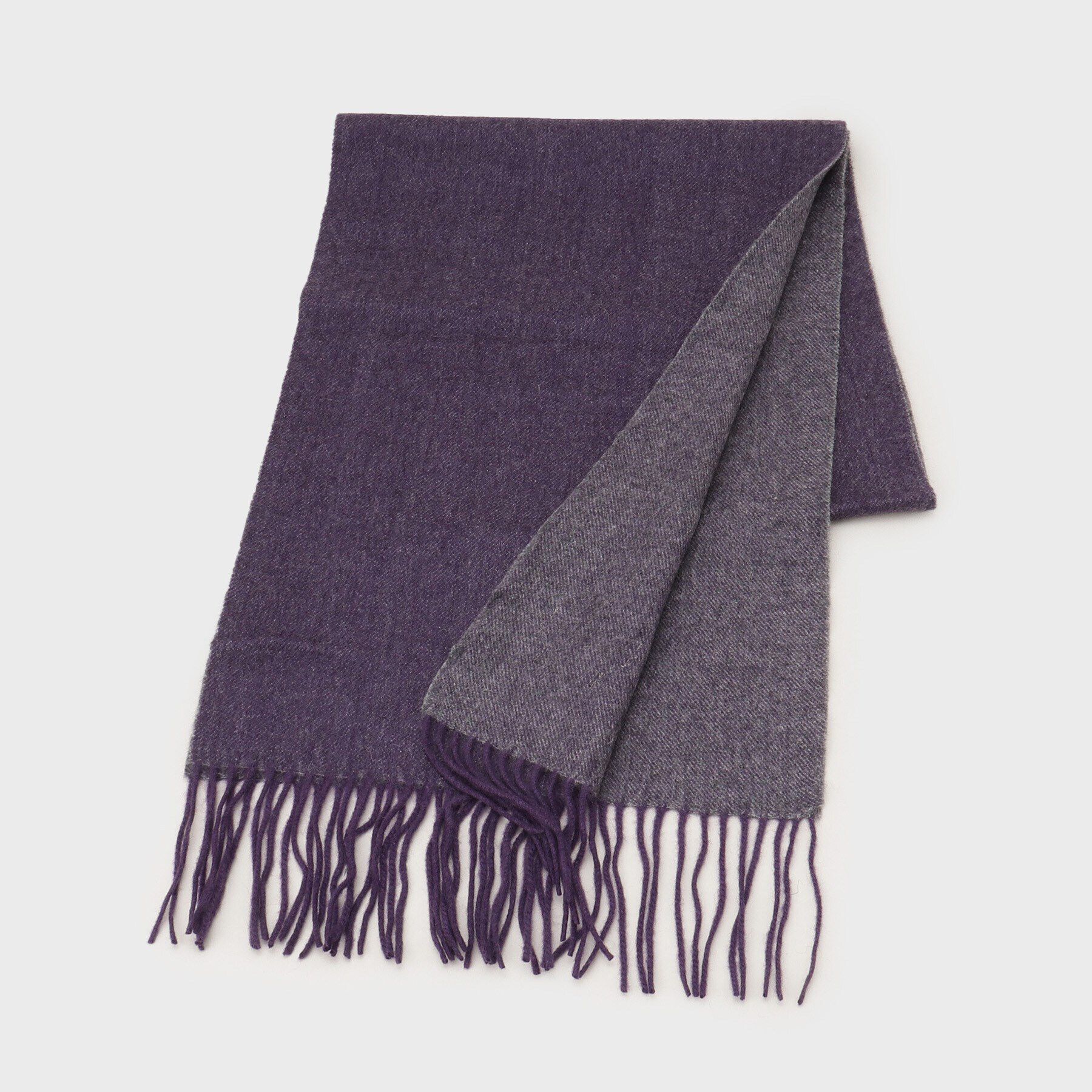 TAKEO KIKUCHI「【カシミヤ100％】無地リバー 配色カシミヤマフラー」|ストール|パープル(083)