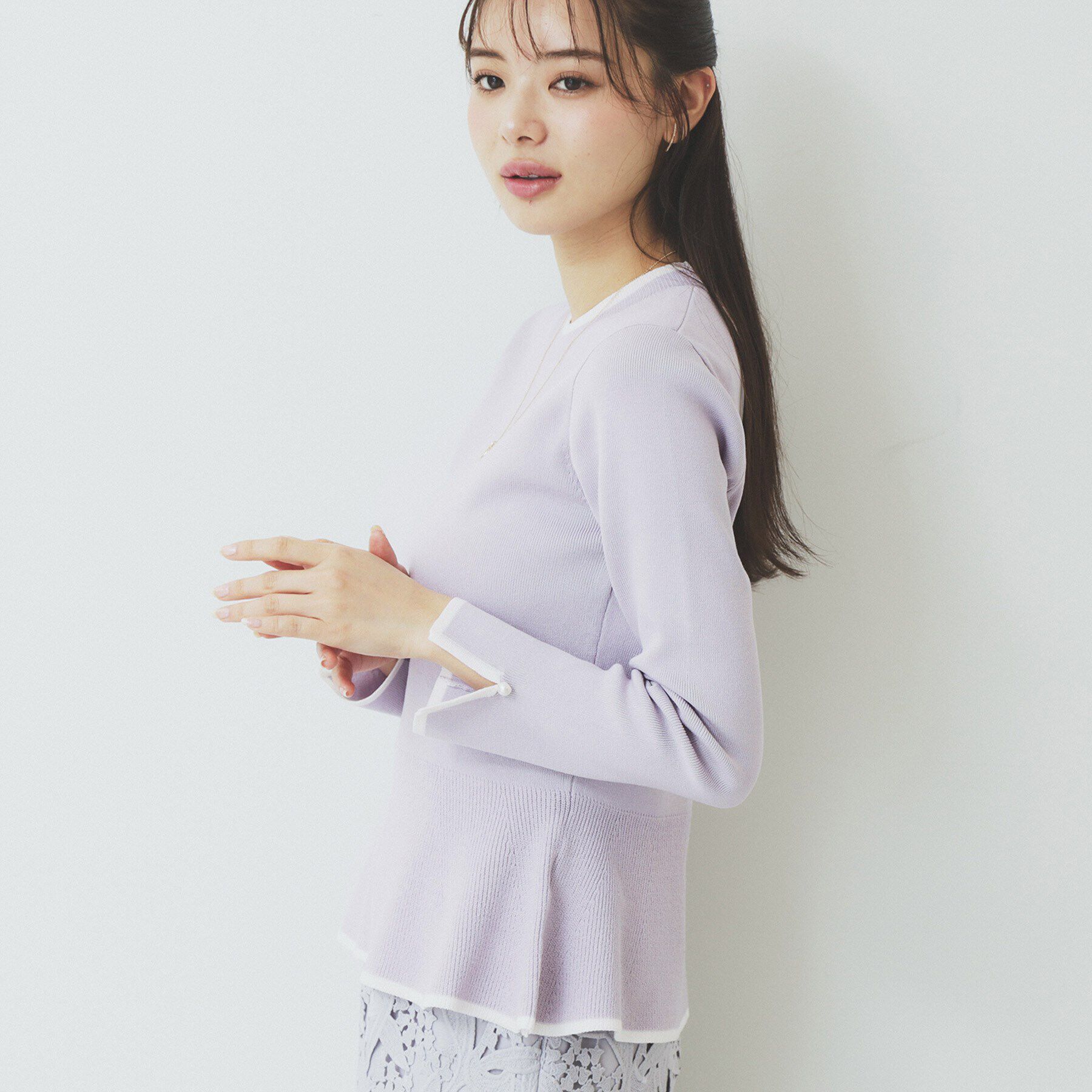 index「バイカラーペプラムニット【洗濯機洗い可】」|ニット・セーター|