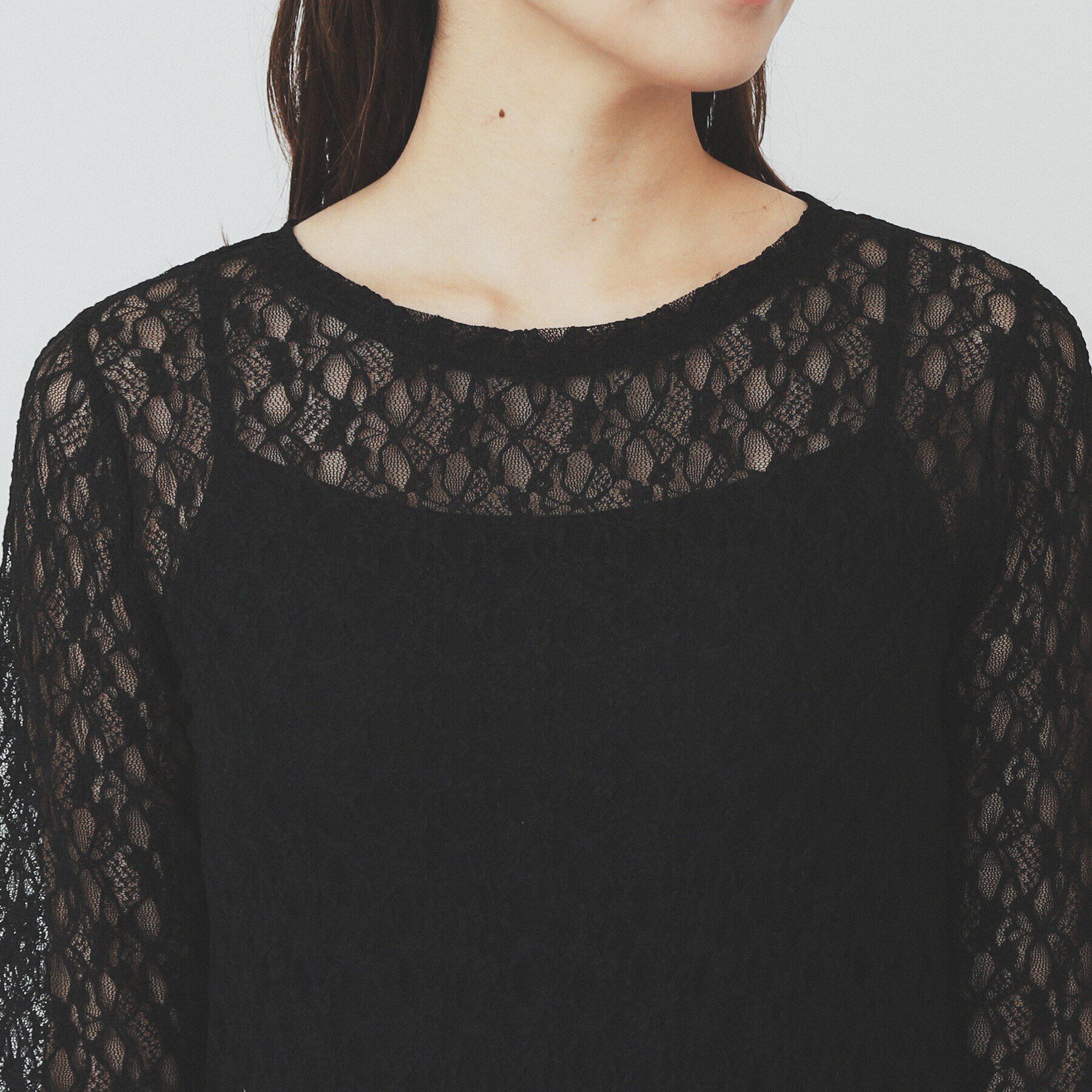 index「シアーフラワーストレッチトップス【洗濯機洗い可】」|Tシャツ・カットソー|