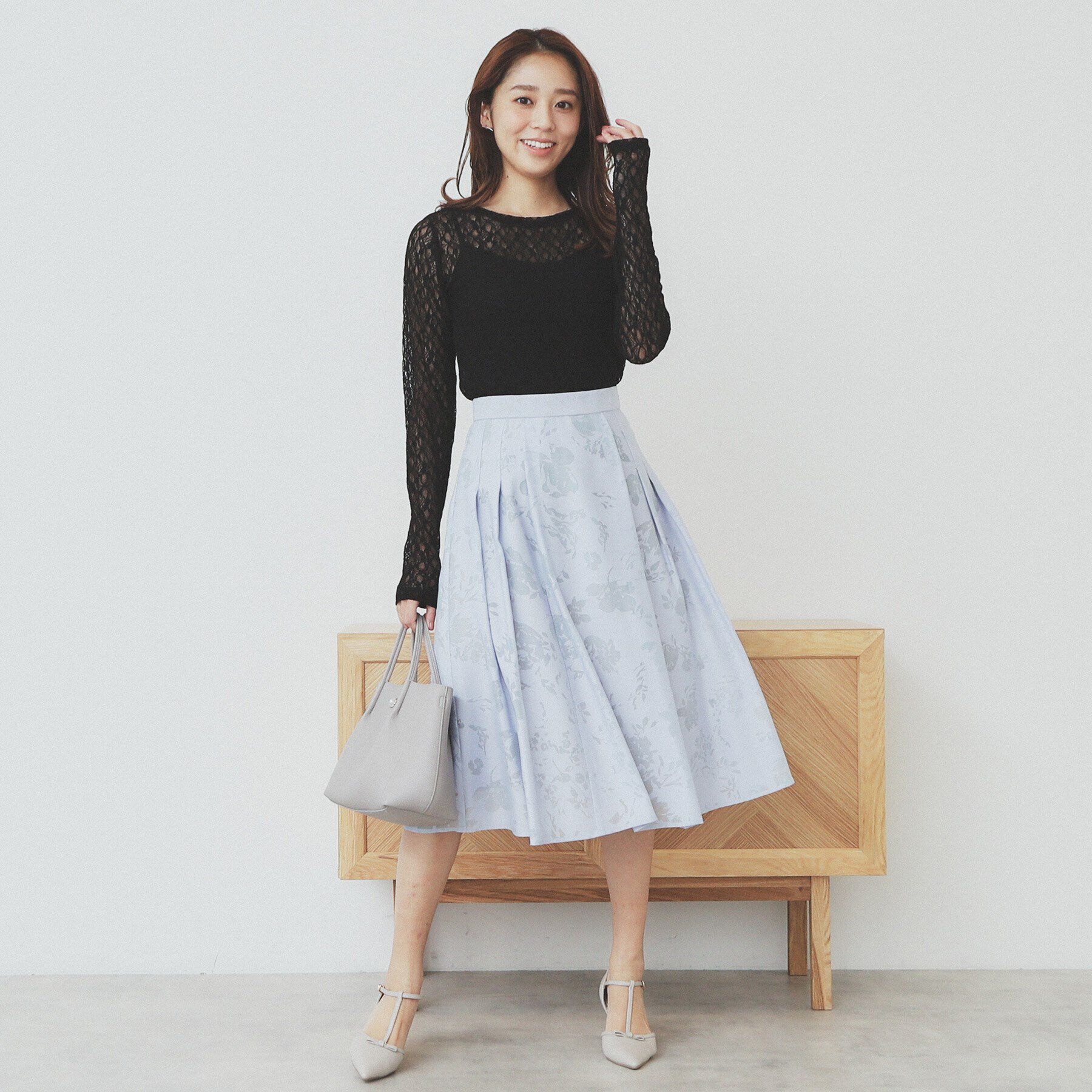 index「シアーフラワーストレッチトップス【洗濯機洗い可】」|Tシャツ・カットソー|