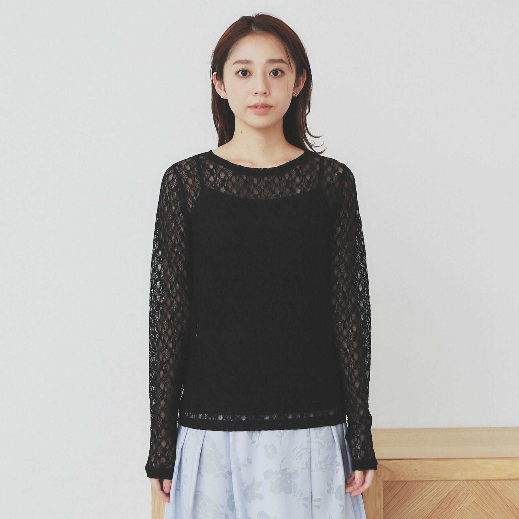 index「シアーフラワーストレッチトップス【洗濯機洗い可】」|Tシャツ・カットソー|