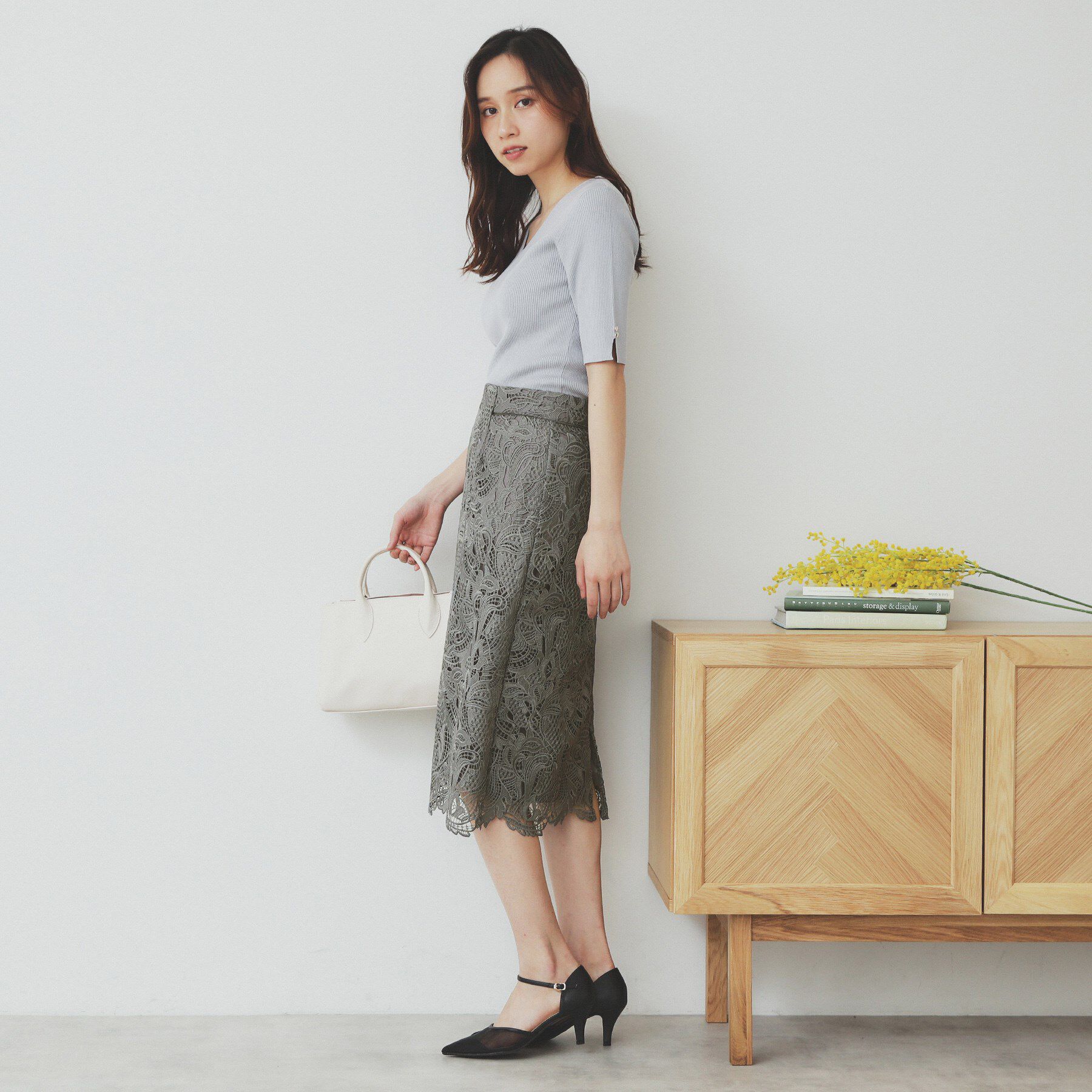 index「《XS-LLサイズ》フラワーレースタイトスカート【洗濯機洗い可】」|スカート|