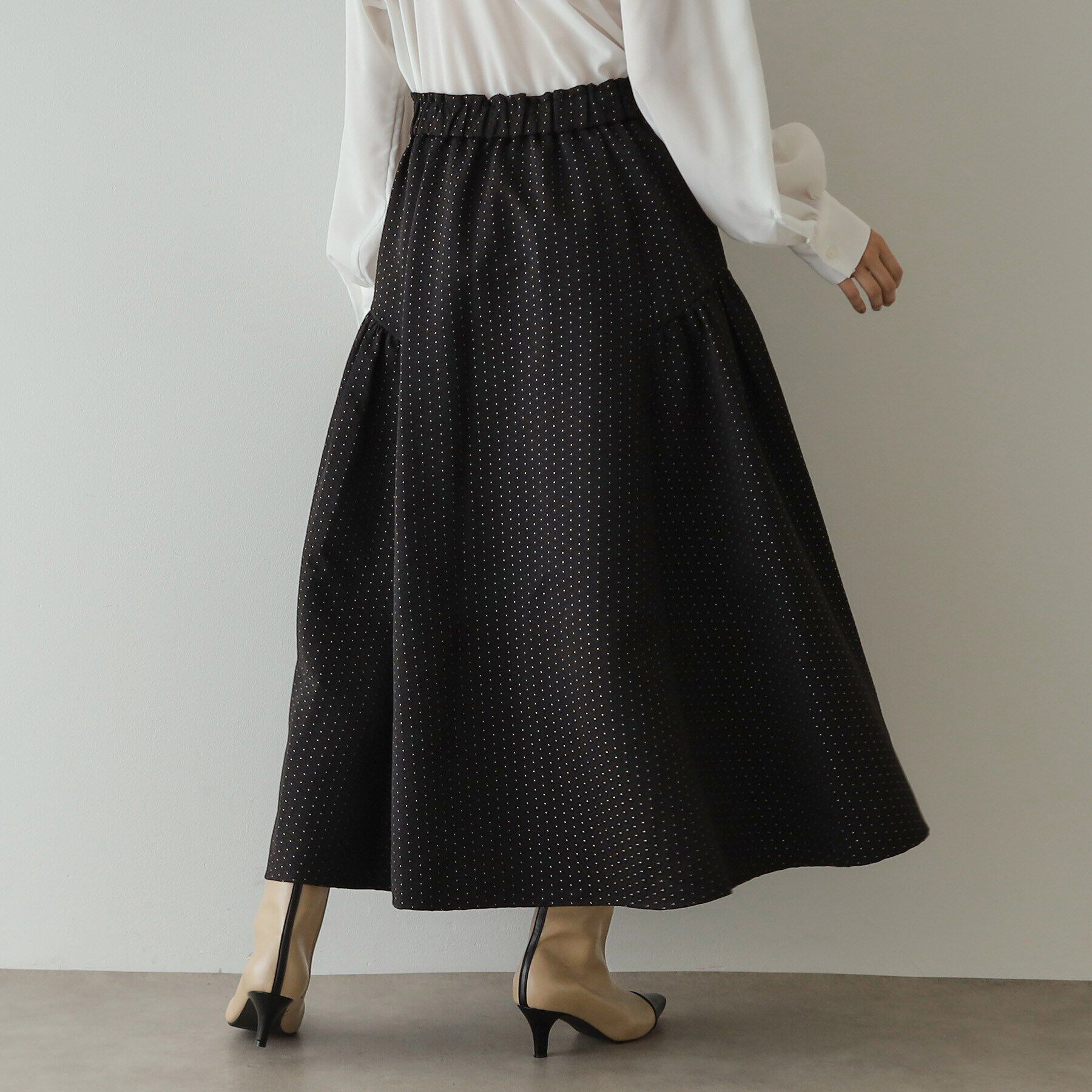 OPAQUE.CLIP「ドットジャカードフレアスカート【洗濯機洗い可】」|スカート|