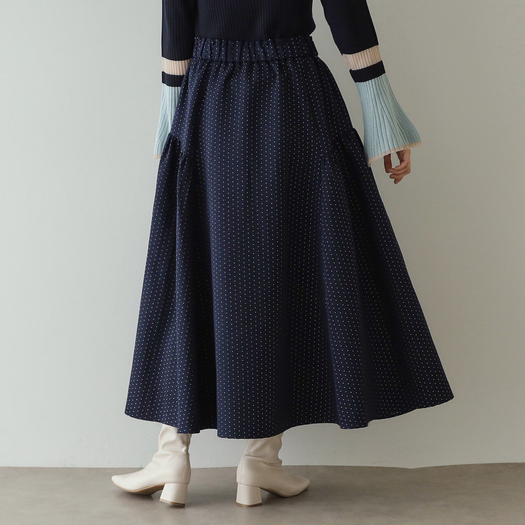 OPAQUE.CLIP「ドットジャカードフレアスカート【洗濯機洗い可】」|スカート|