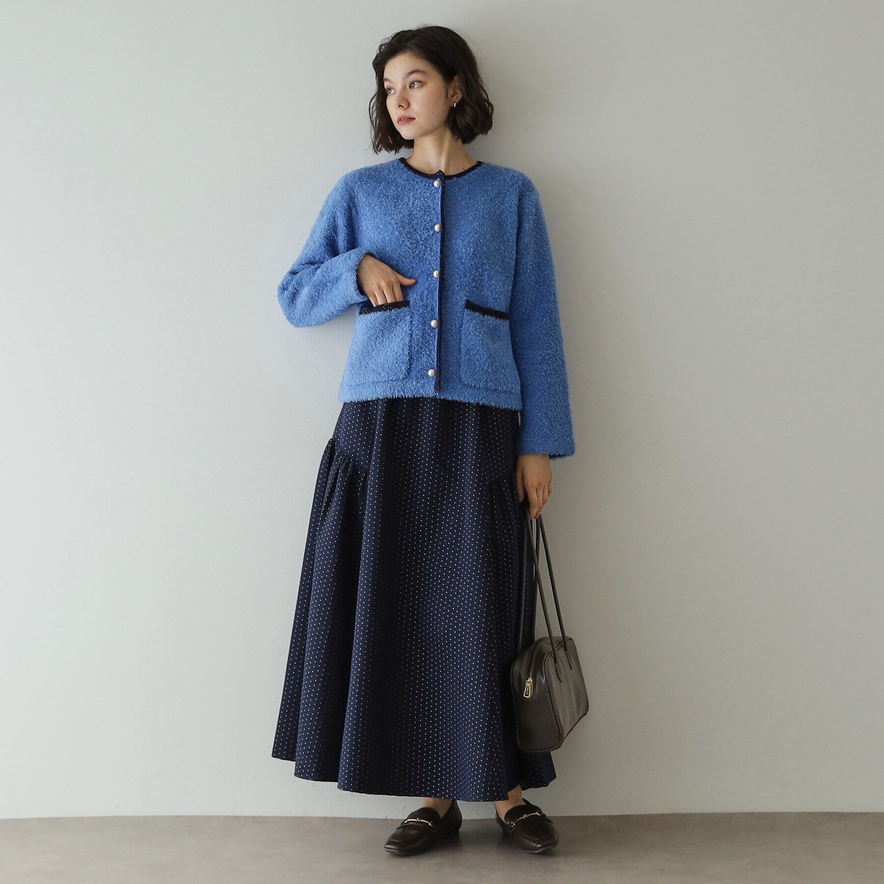 OPAQUE.CLIP「ドットジャカードフレアスカート【洗濯機洗い可】」|スカート|