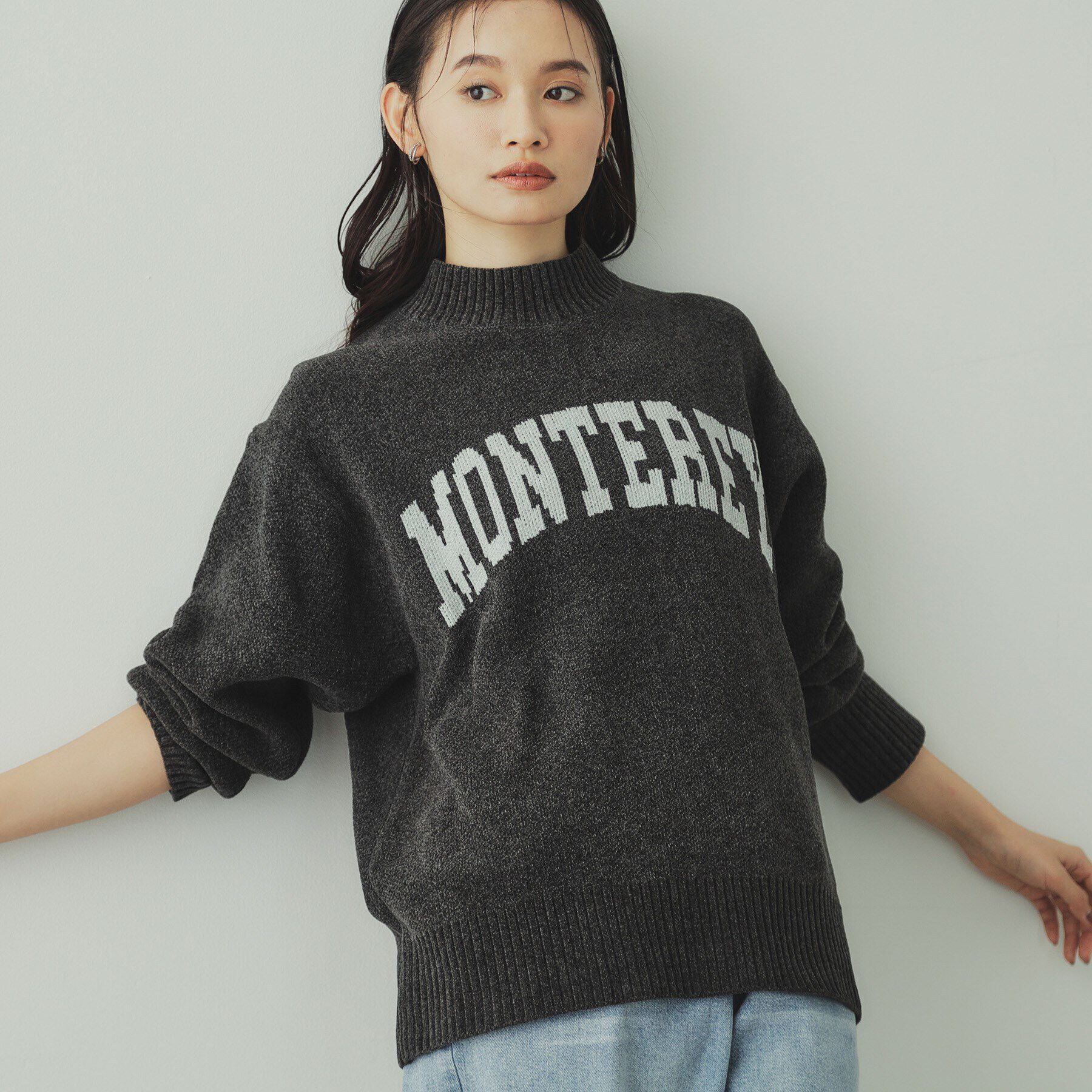 OPAQUE.CLIP「モールロゴジャカードニット【洗濯機洗い可】」|ニット・セーター|