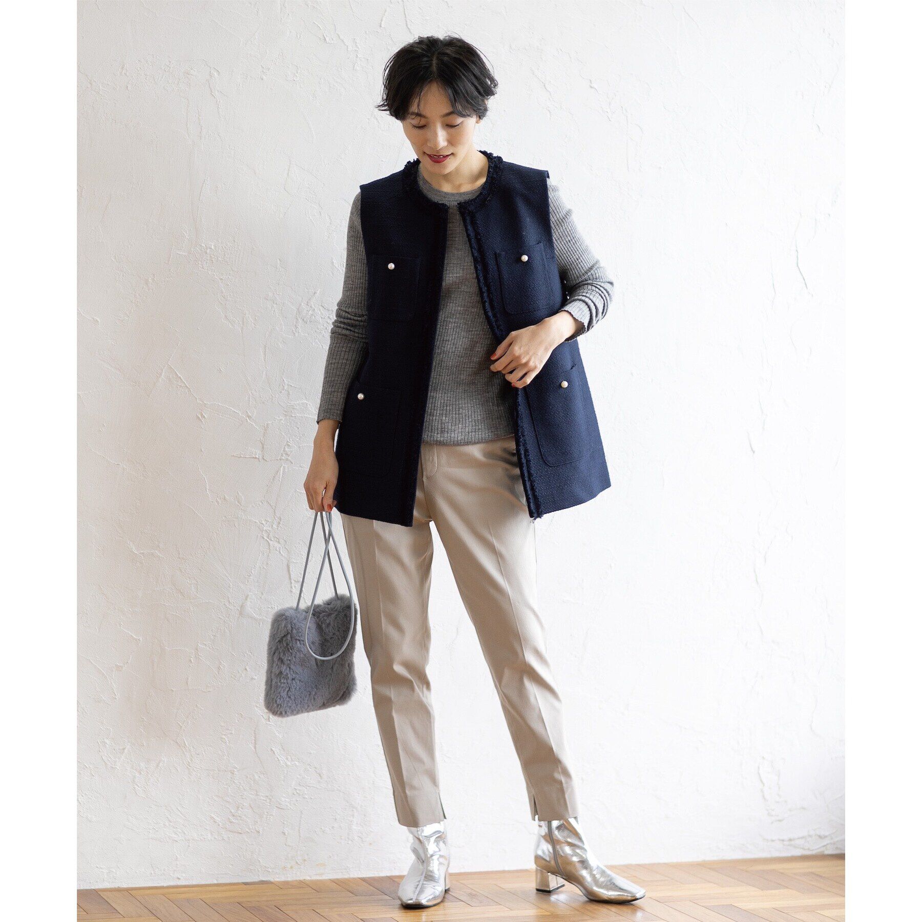 OPAQUE.CLIP「《通勤・セレモニー対応》コットンツイードジレ」|ベスト・ジレ|