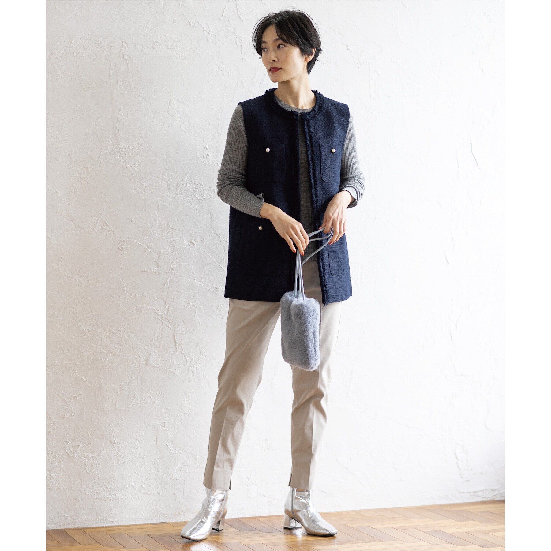 OPAQUE.CLIP「《通勤・セレモニー対応》コットンツイードジレ」|ベスト・ジレ|