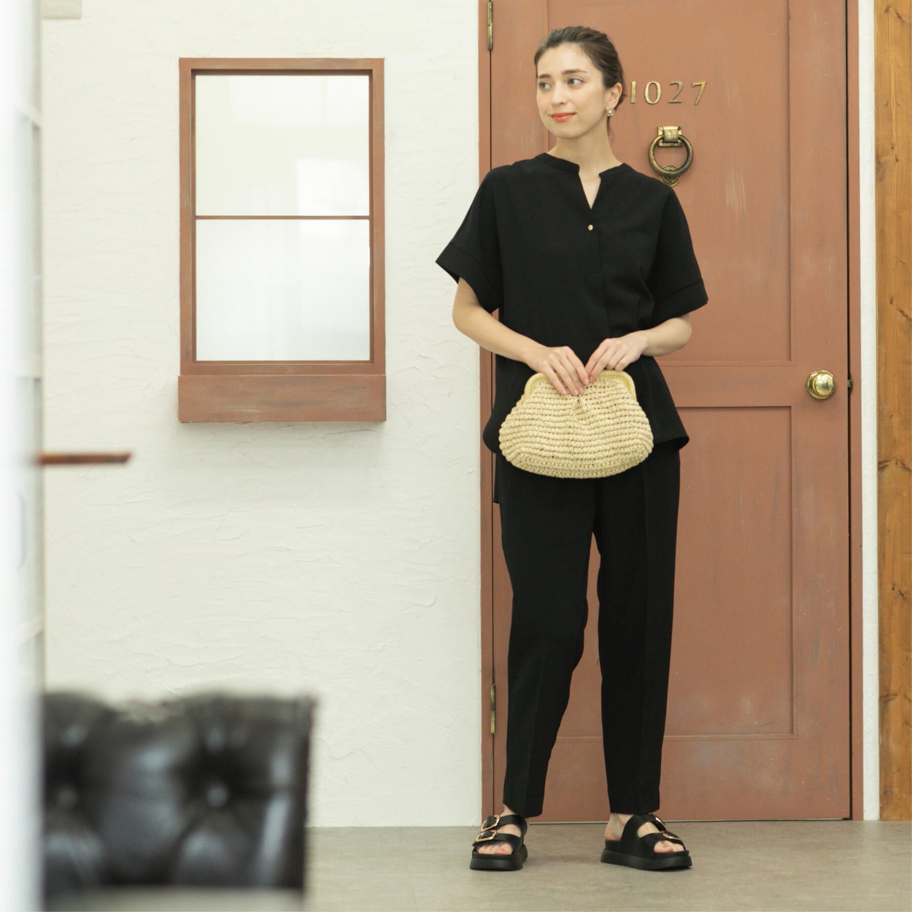 OPAQUE.CLIP「《5色展開/SS-LLサイズ》スキッパー金ボタンブラウス/セットアップ対応【防シワ/ストレッチ/洗濯」|シャツ・ブラウス|