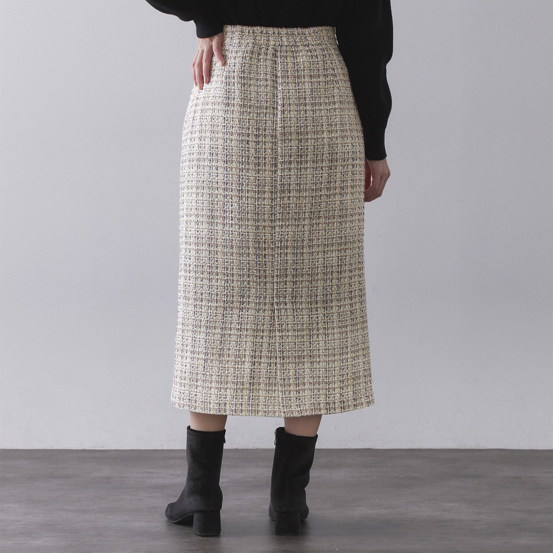 OPAQUE.CLIP「ファンシーツイードナロースカート【洗濯機OK】」|スカート|