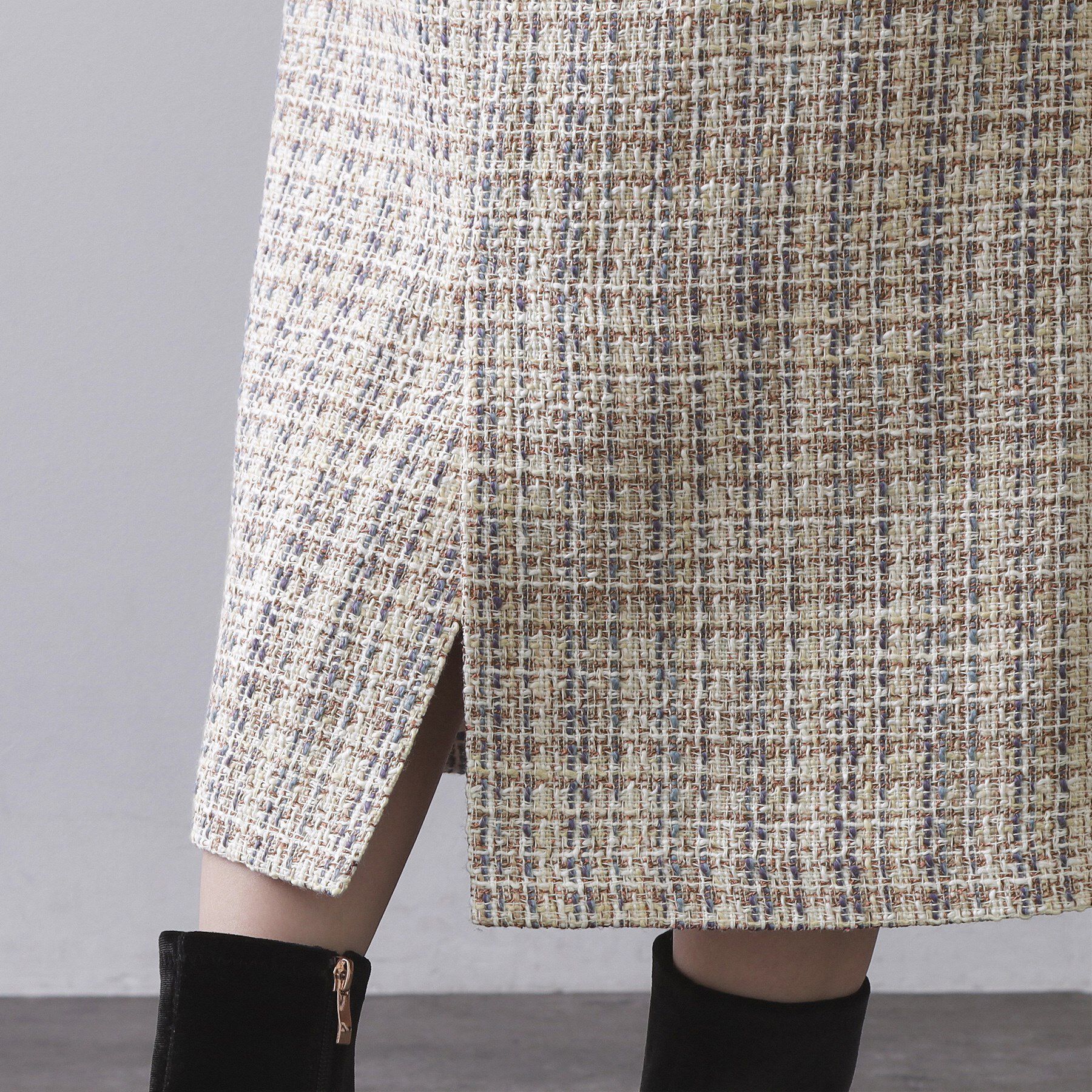 OPAQUE.CLIP「ファンシーツイードナロースカート【洗濯機OK】」|スカート|