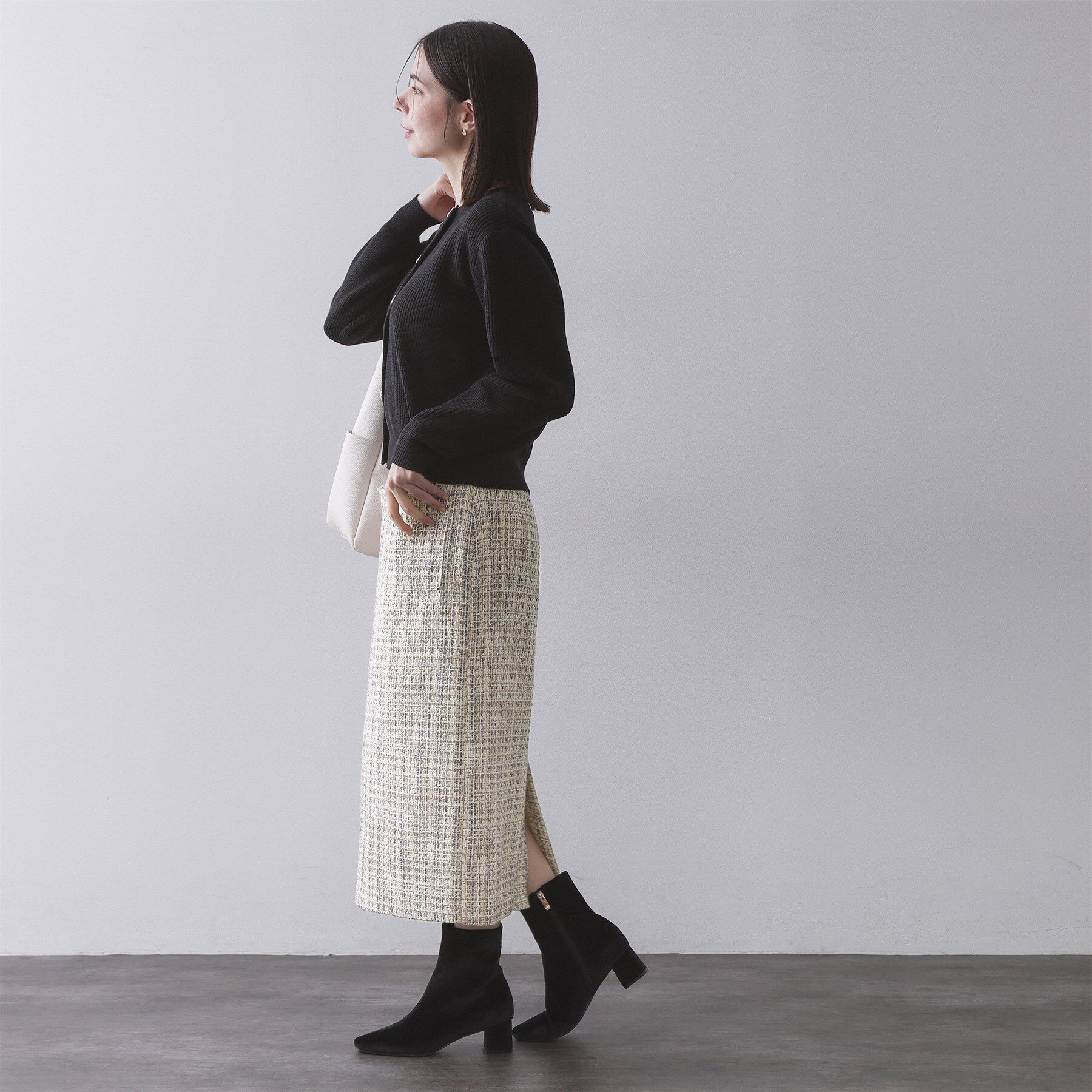 OPAQUE.CLIP「ファンシーツイードナロースカート【洗濯機OK】」|スカート|
