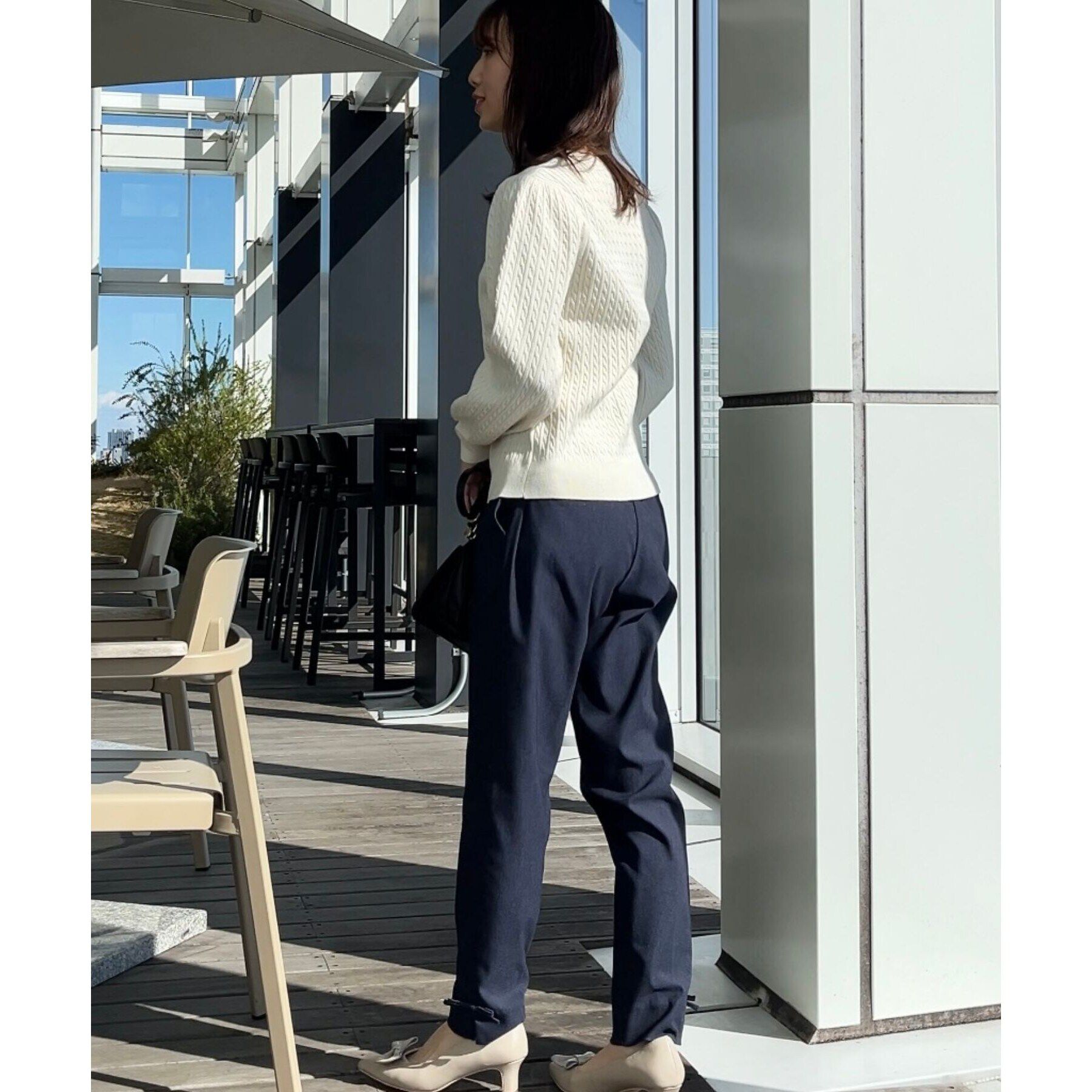 Couture broach「【きれいめカジュアル/通勤】細ケーブルリボン刺繍ロゴニット」|ニット・セーター|