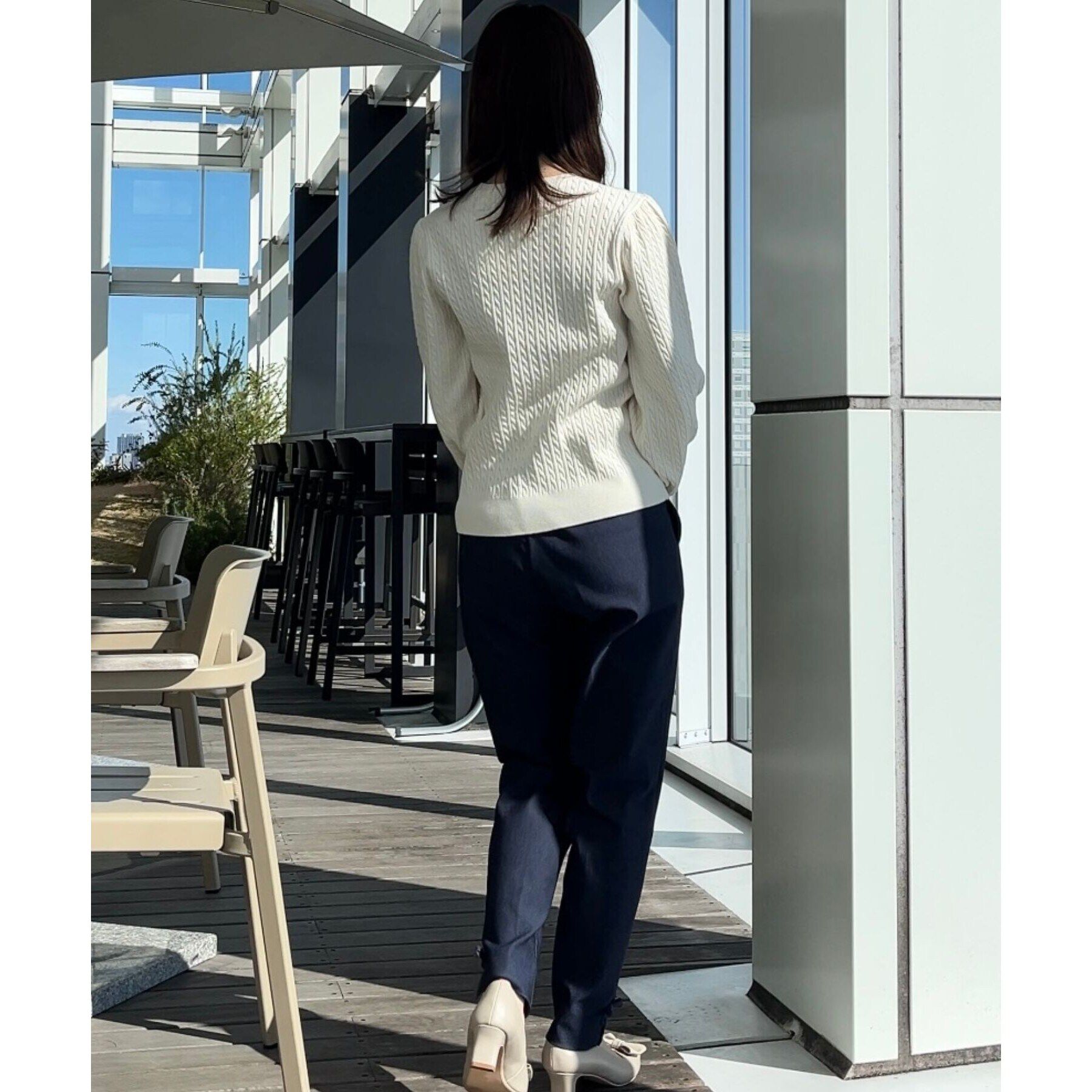 Couture broach「【きれいめカジュアル/通勤】細ケーブルリボン刺繍ロゴニット」|ニット・セーター|