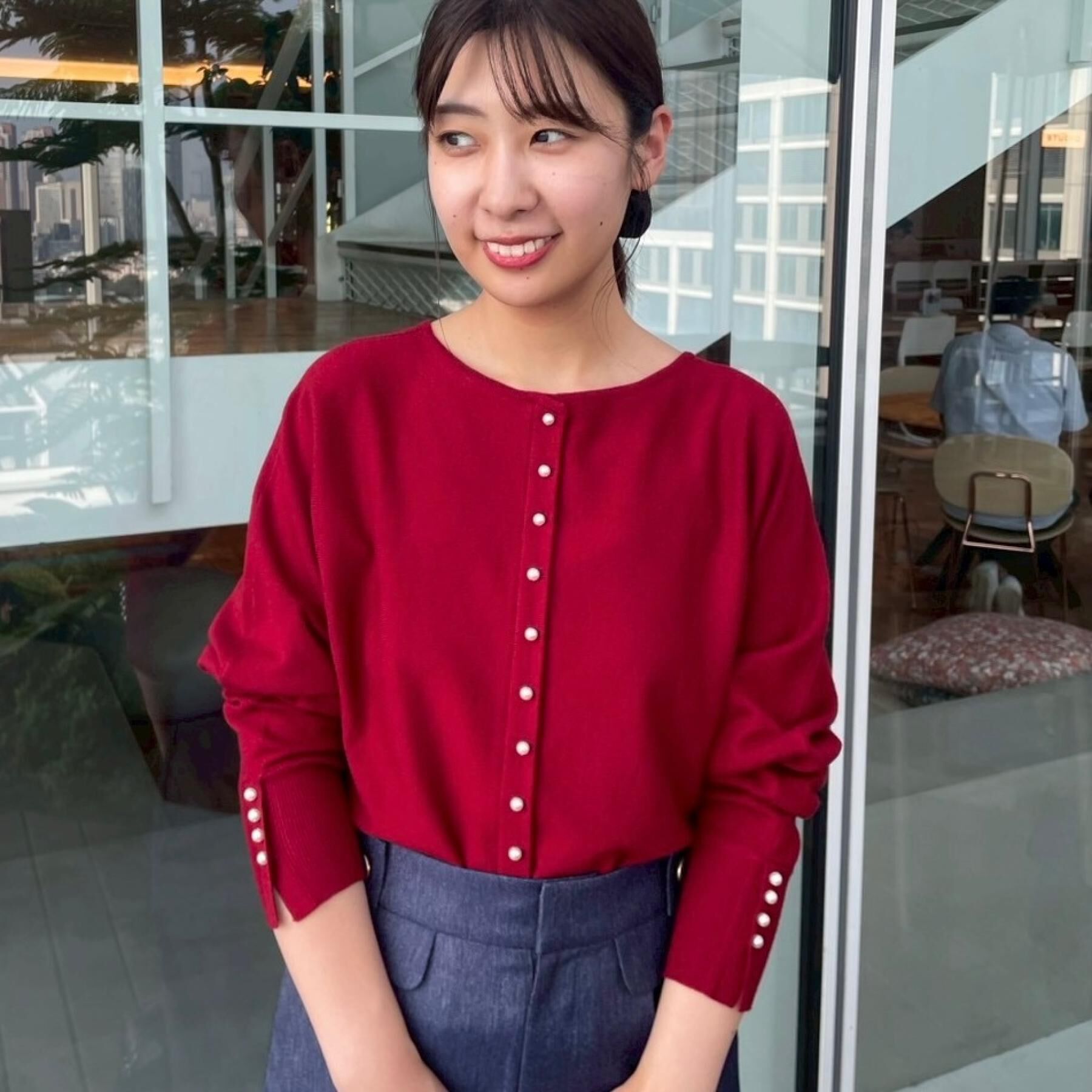 Couture broach「【大人上品・通勤・前後2WAY】バックパール調ドルマンニット」|ニット・セーター|