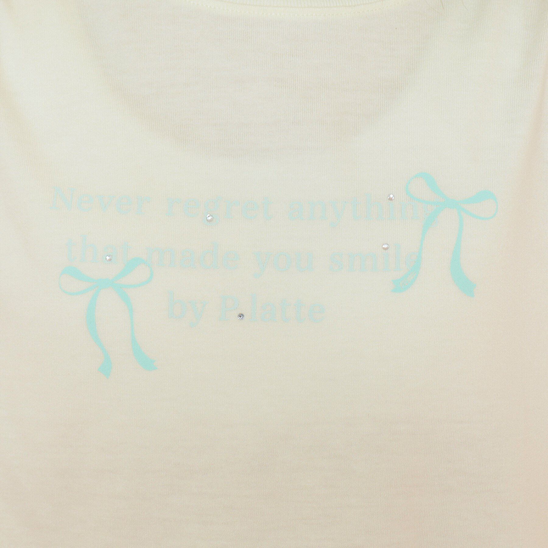 PINK-latte「リボンロゴプリントラインストーン付きTシャツ」|Tシャツ・カットソー|