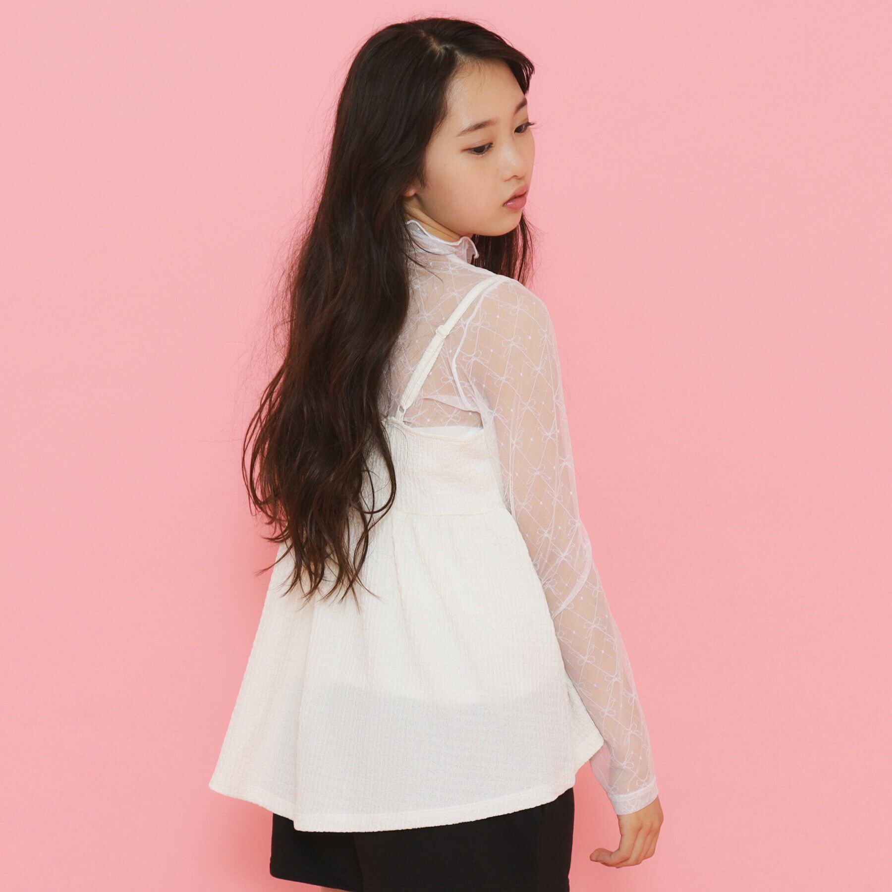 PINK-latte「【セットアイテム】リボンシアートップス＋キャミソールセット」|その他|