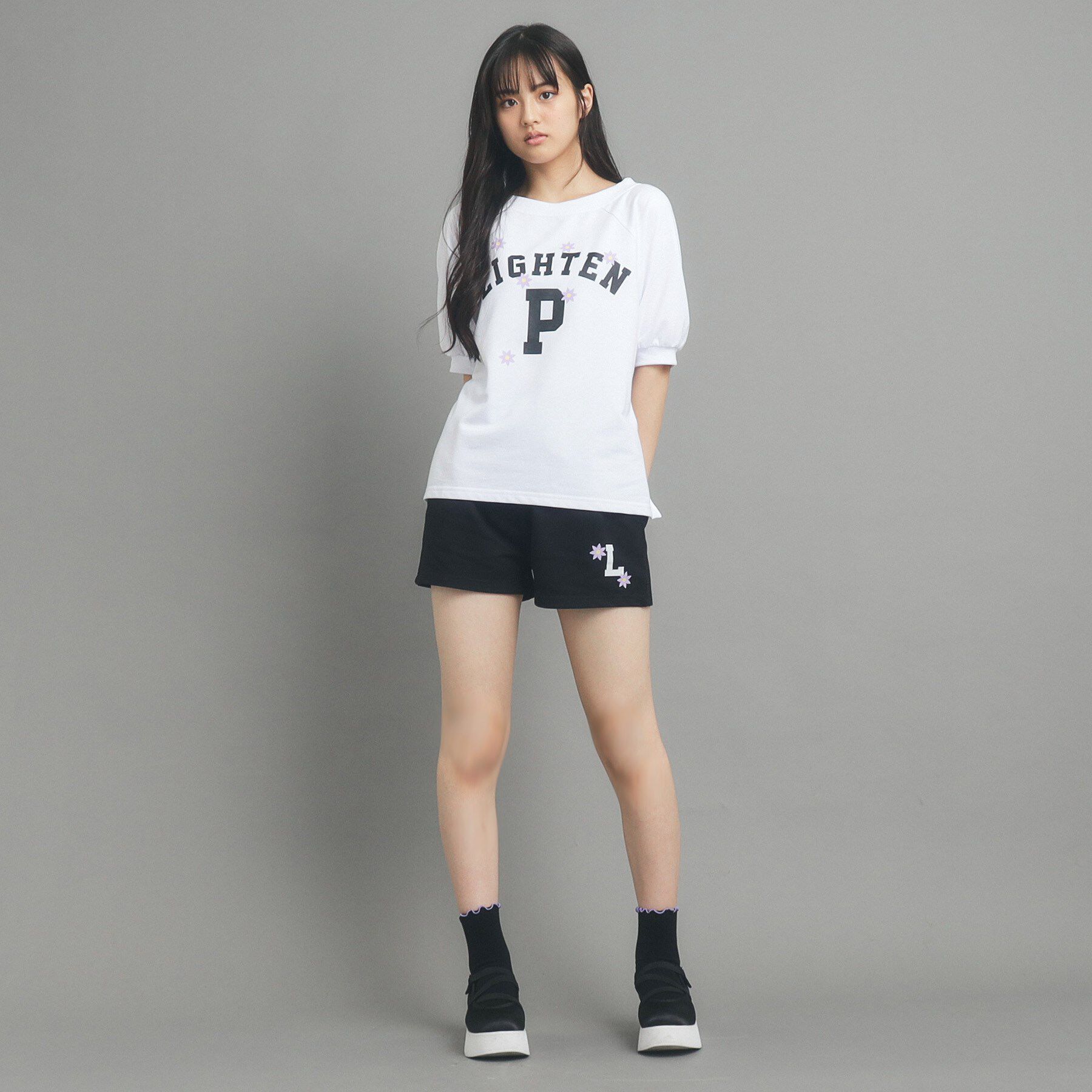 PINK-latte「【130cmあり/セットアイテム】裏毛カレッジプリント」|その他|オフホワイト(003