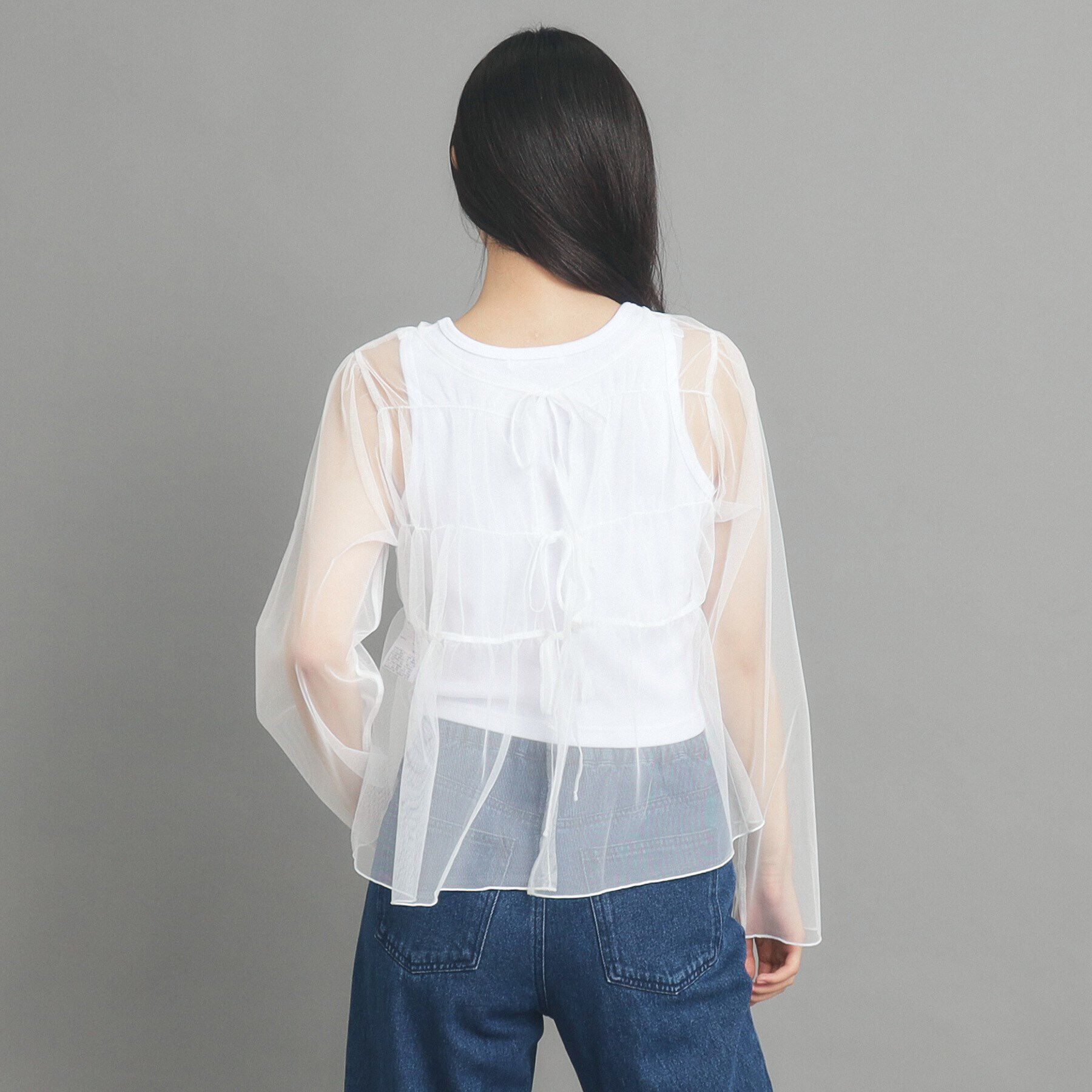 PINK-latte「【前後２WAY/セットアイテム】チュールカーデ＆タンクトップ」|その他|