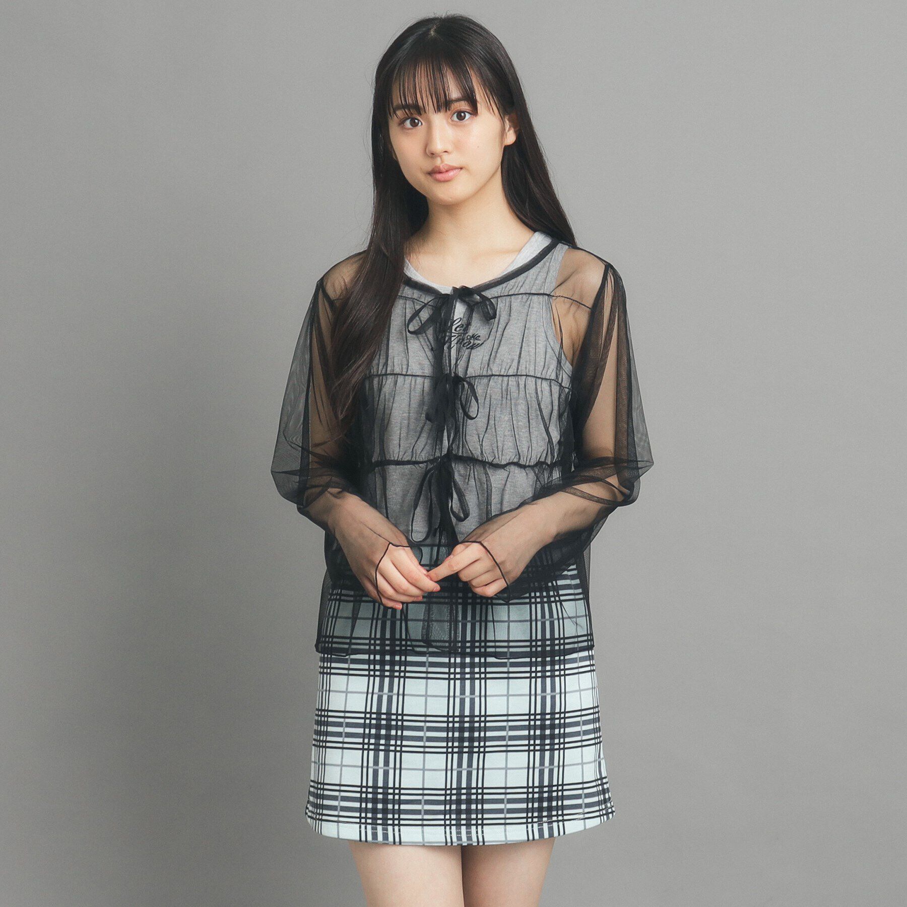 PINK-latte「【前後２WAY/セットアイテム】チュールカーデ＆タンクトップ」|その他|