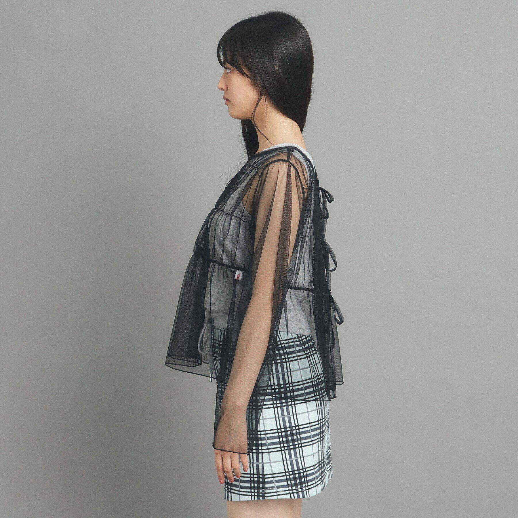 PINK-latte「【前後２WAY/セットアイテム】チュールカーデ＆タンクトップ」|その他|