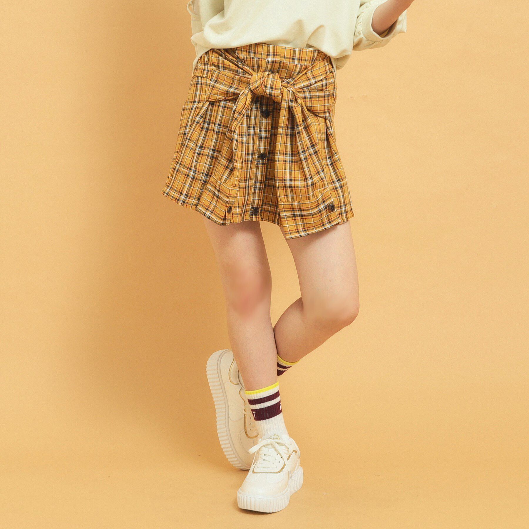 PINK-latte「【インナー付き】腰巻きネルシャツ風スカート」|スカート|