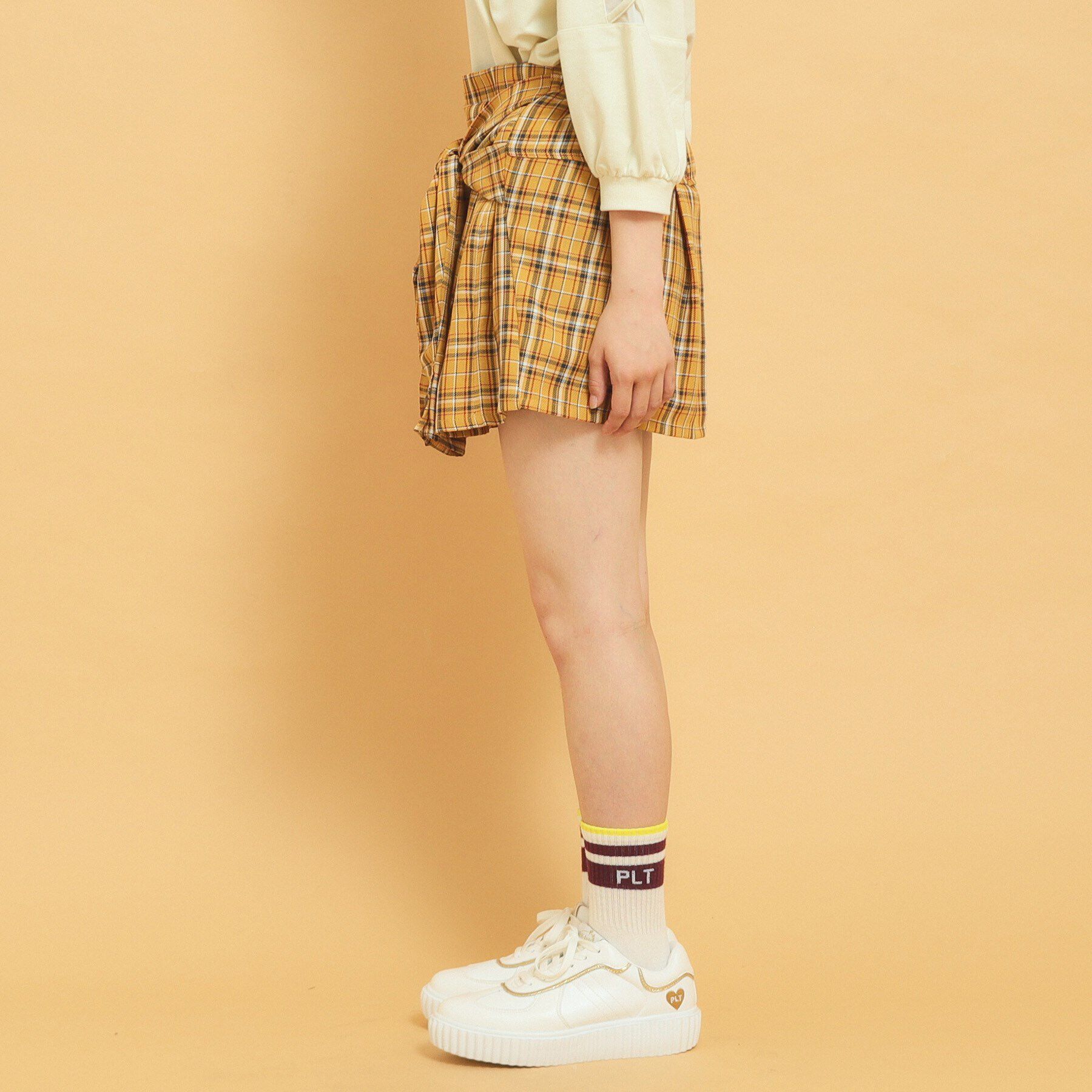 PINK-latte「【インナー付き】腰巻きネルシャツ風スカート」|スカート|