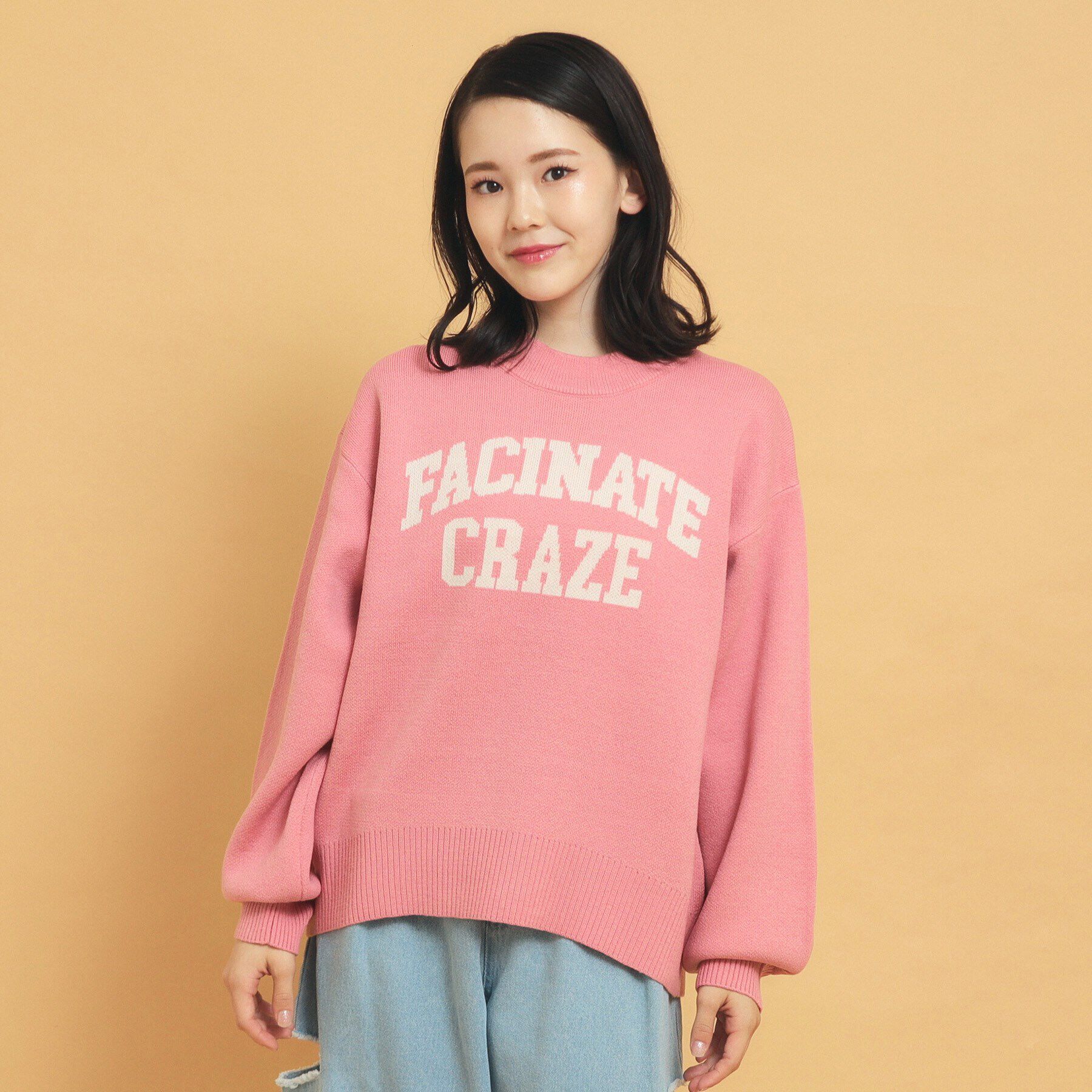 PINK-latte「【秋冬の主役級】ジャカードロゴニット」|ニット・セーター|ピンク(072)