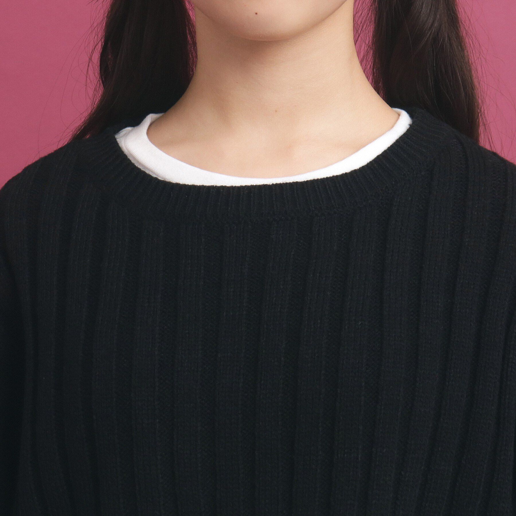 PINK-latte「【セットアイテム】ベーシック レイヤー見せショート丈ニット」|ニット・セーター|