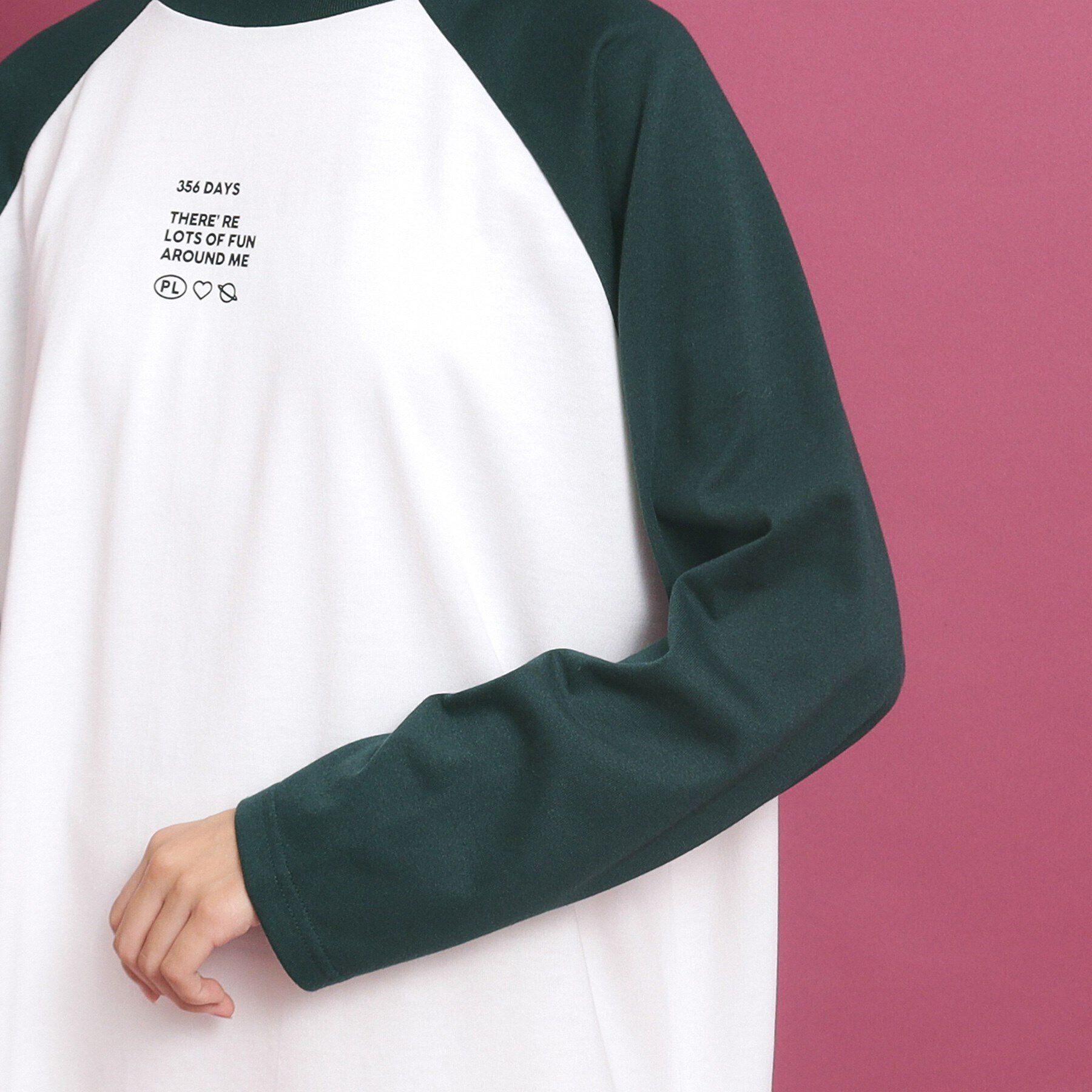 PINK-latte「ラグランスリーブクルーネックチュニックTシャツ」|ワンピース|