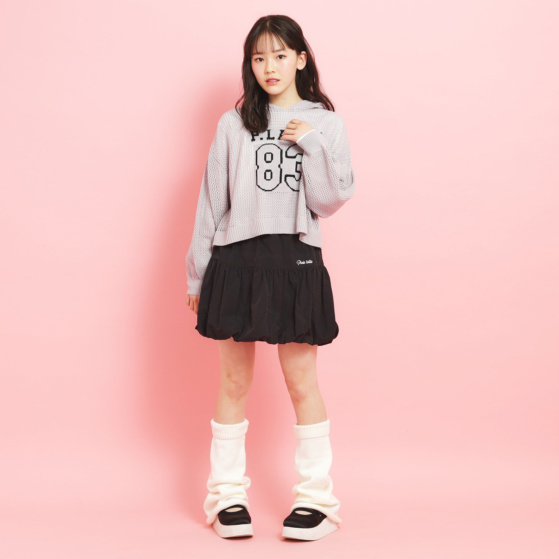 PINK-latte「【セットアイテム】ナンバリングメッシュ＋ロンT」|ニット・セーター|