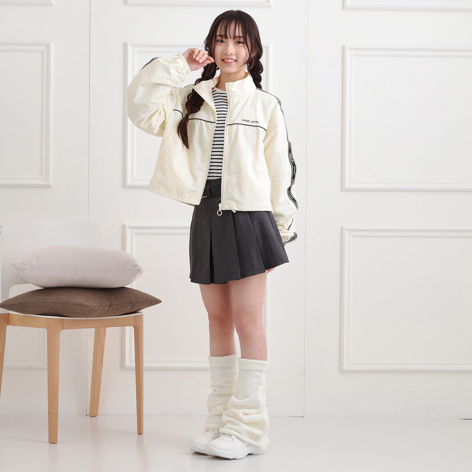 PINK-latte「ロゴラインブルゾン」|ブルゾン・スタジャン|