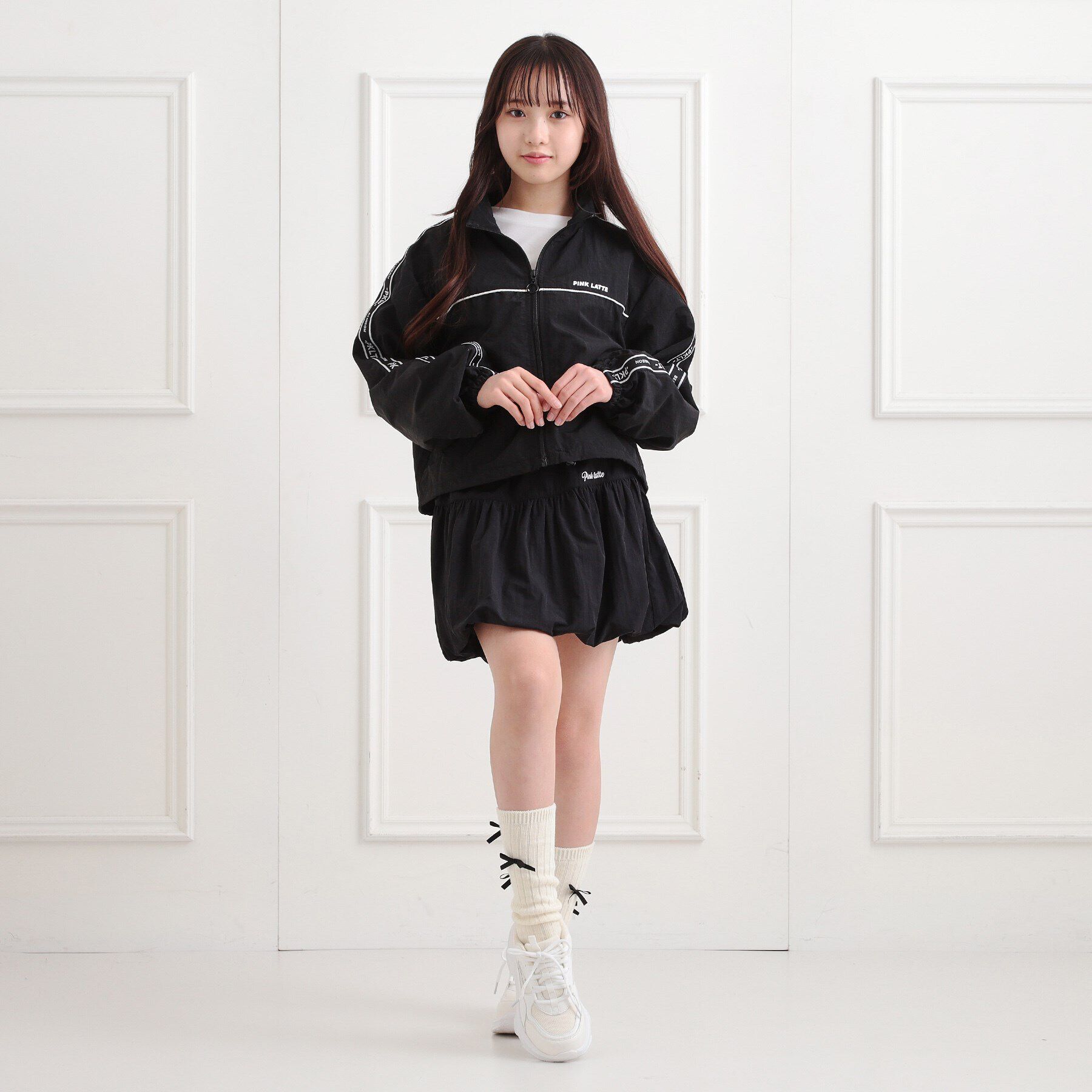 PINK-latte「ロゴラインブルゾン」|ブルゾン・スタジャン|