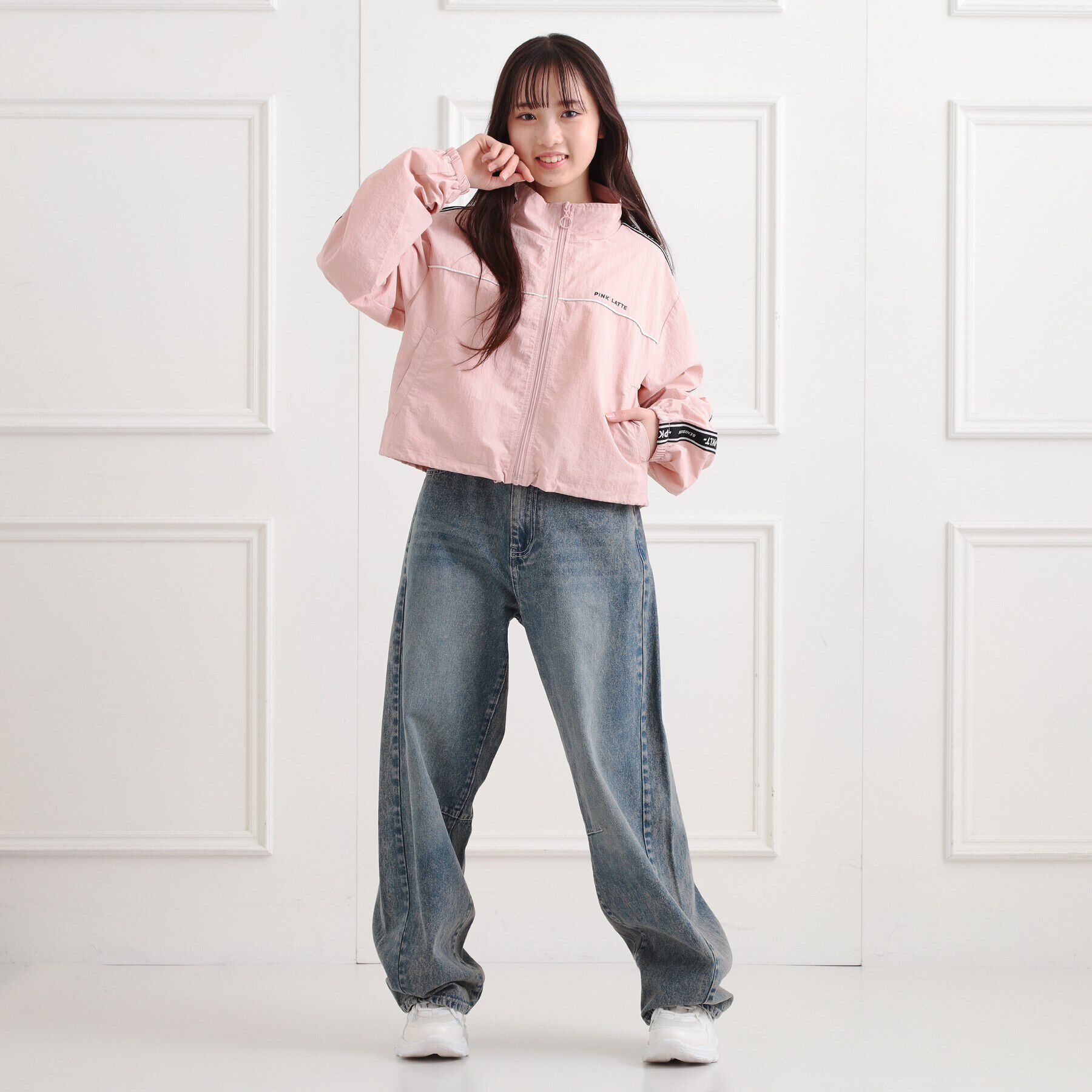 PINK-latte「ロゴラインブルゾン」|ブルゾン・スタジャン|