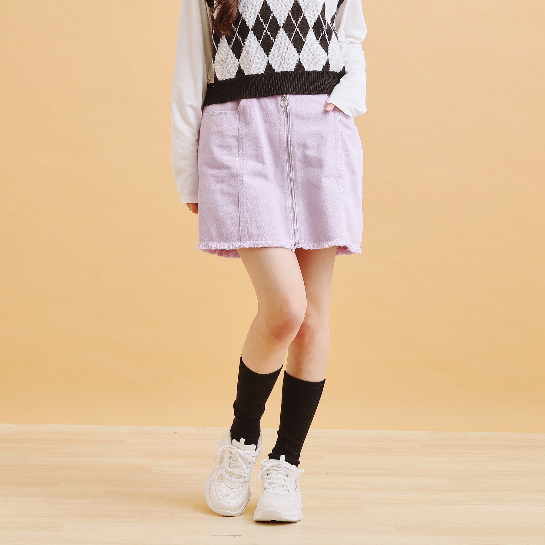 PINK-latte「リングジップ台形スカート」|スカート|パープル(081)