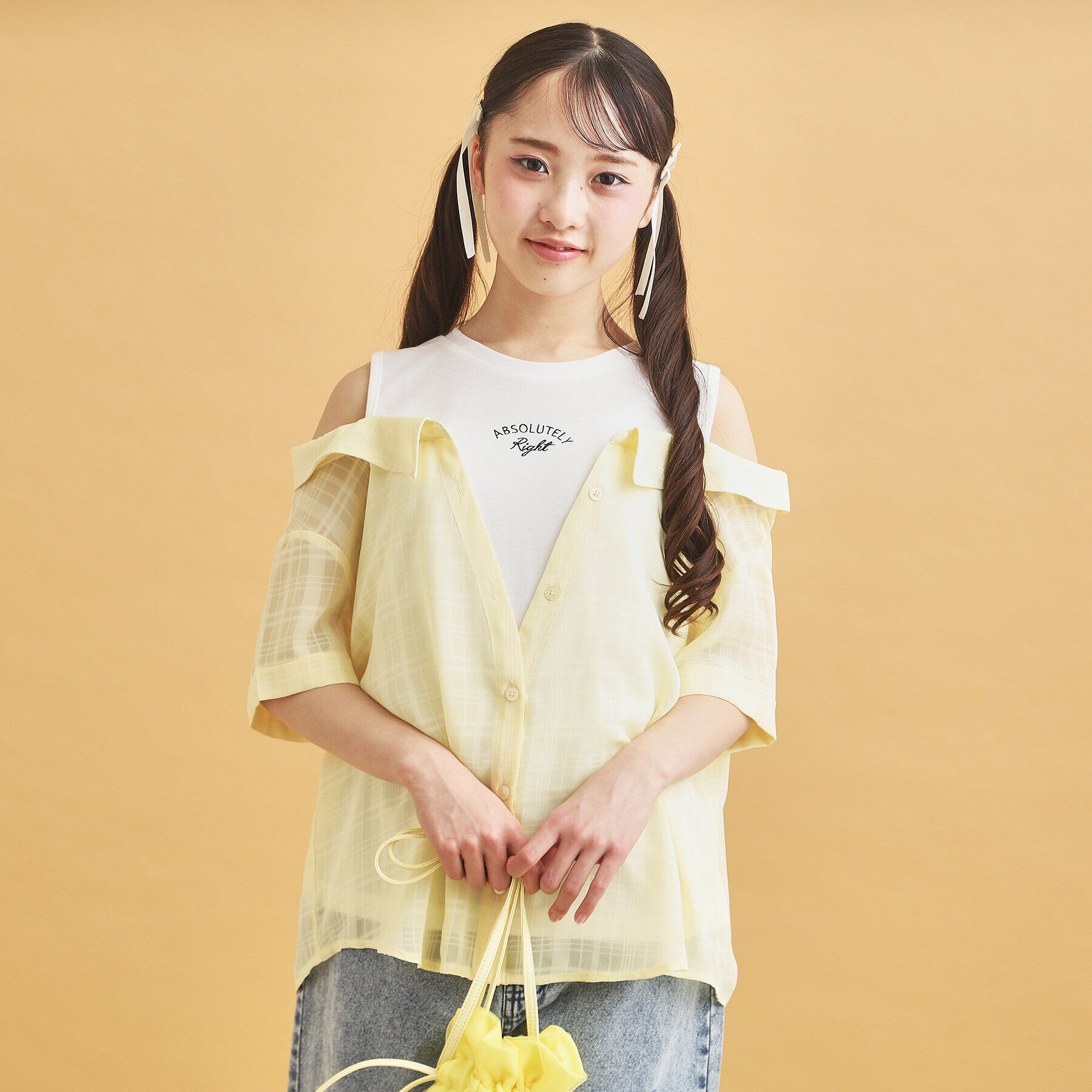 PINK-latte「シアーシャツドッキングトップス」|シャツ・ブラウス|