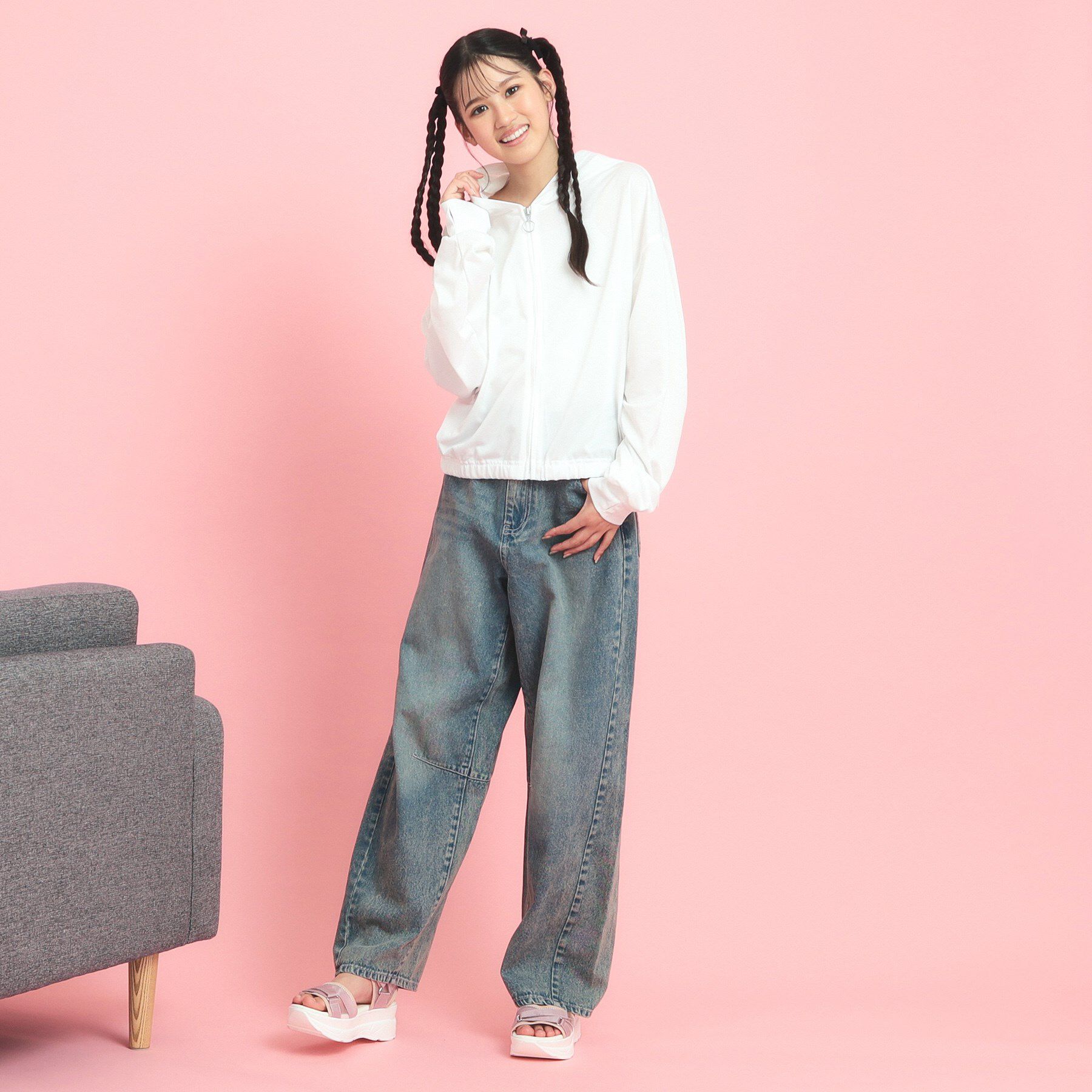 PINK-latte「シアーカノコパーカ」|パーカー|