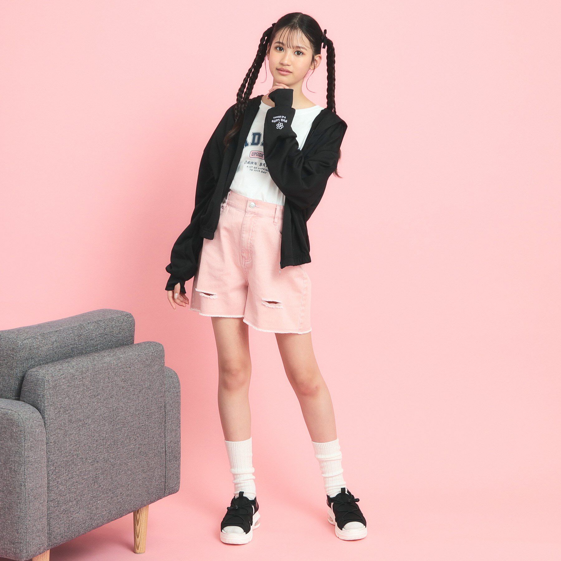 PINK-latte「シアーカノコパーカ」|パーカー|