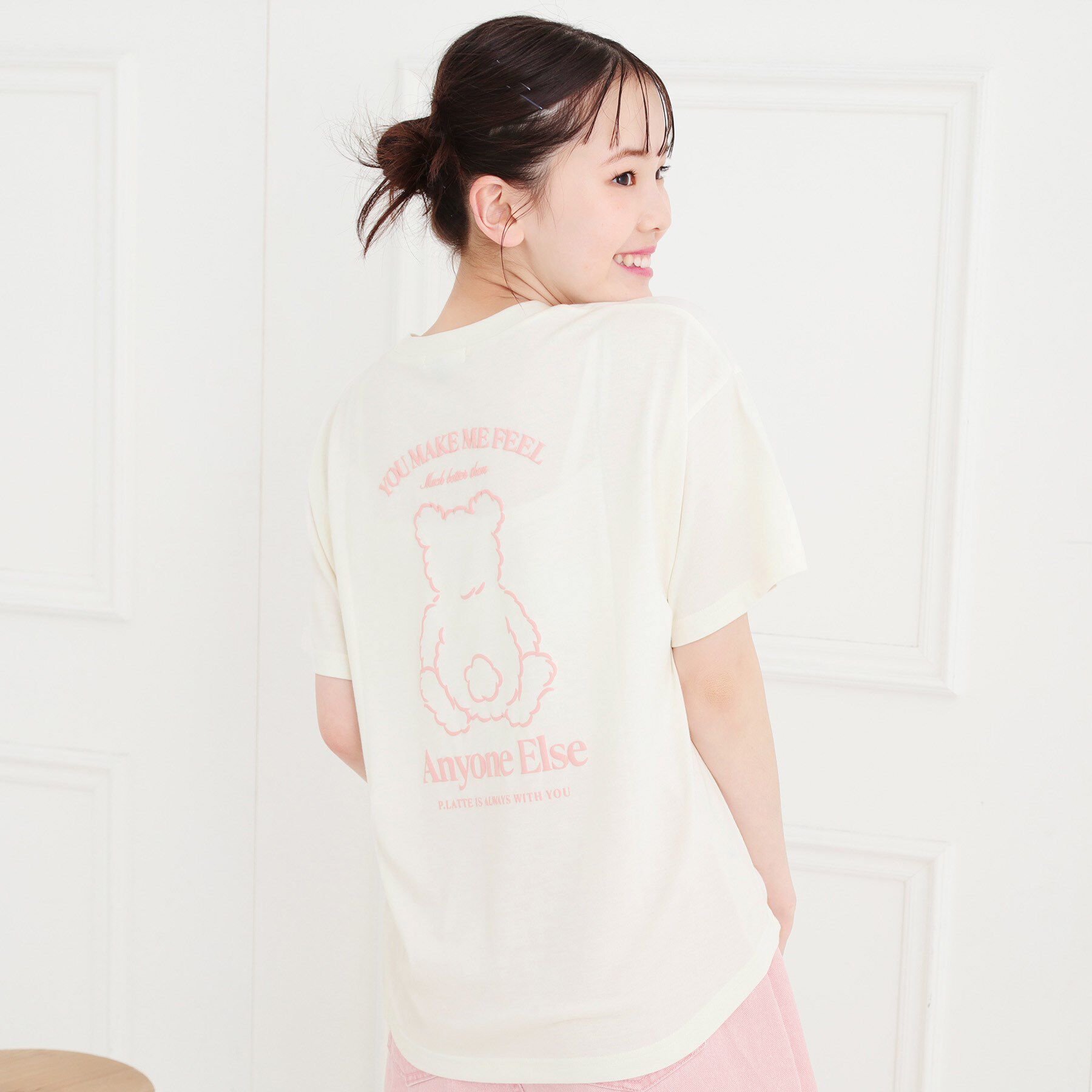 PINK-latte「くまちゃんTシャツ」|Tシャツ・カットソー|オフホワイト(003