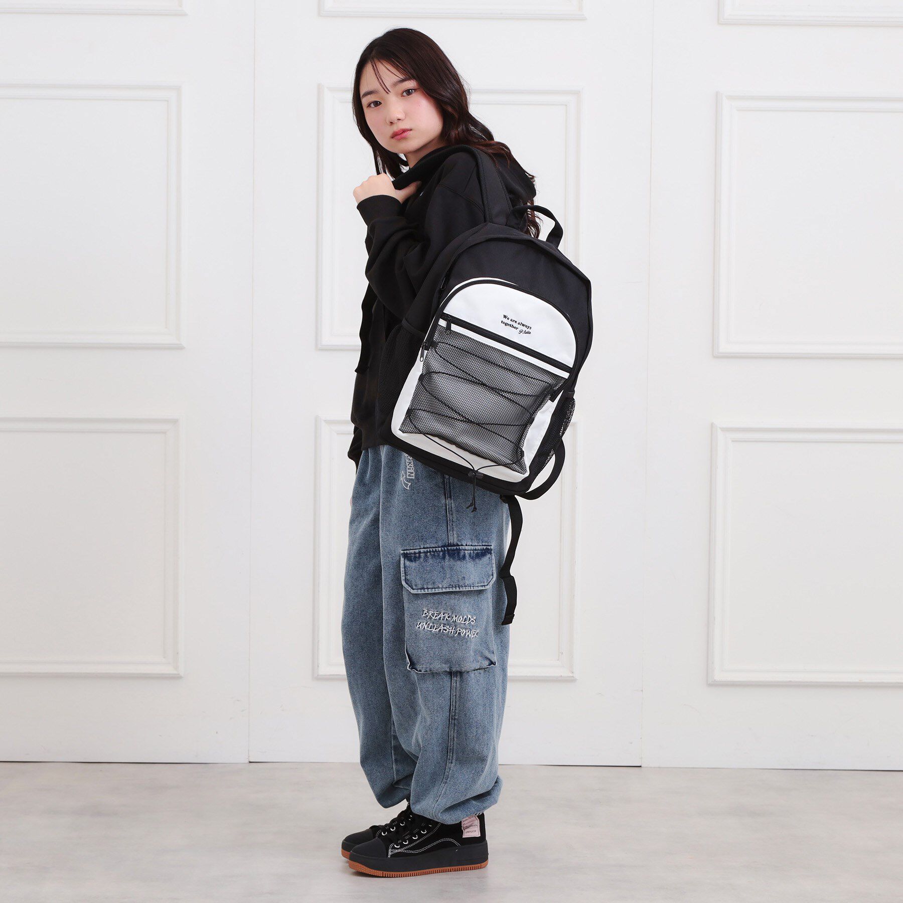 PINK-latte「【本体容量約20L】ドローメッシュリュック」|リュック|