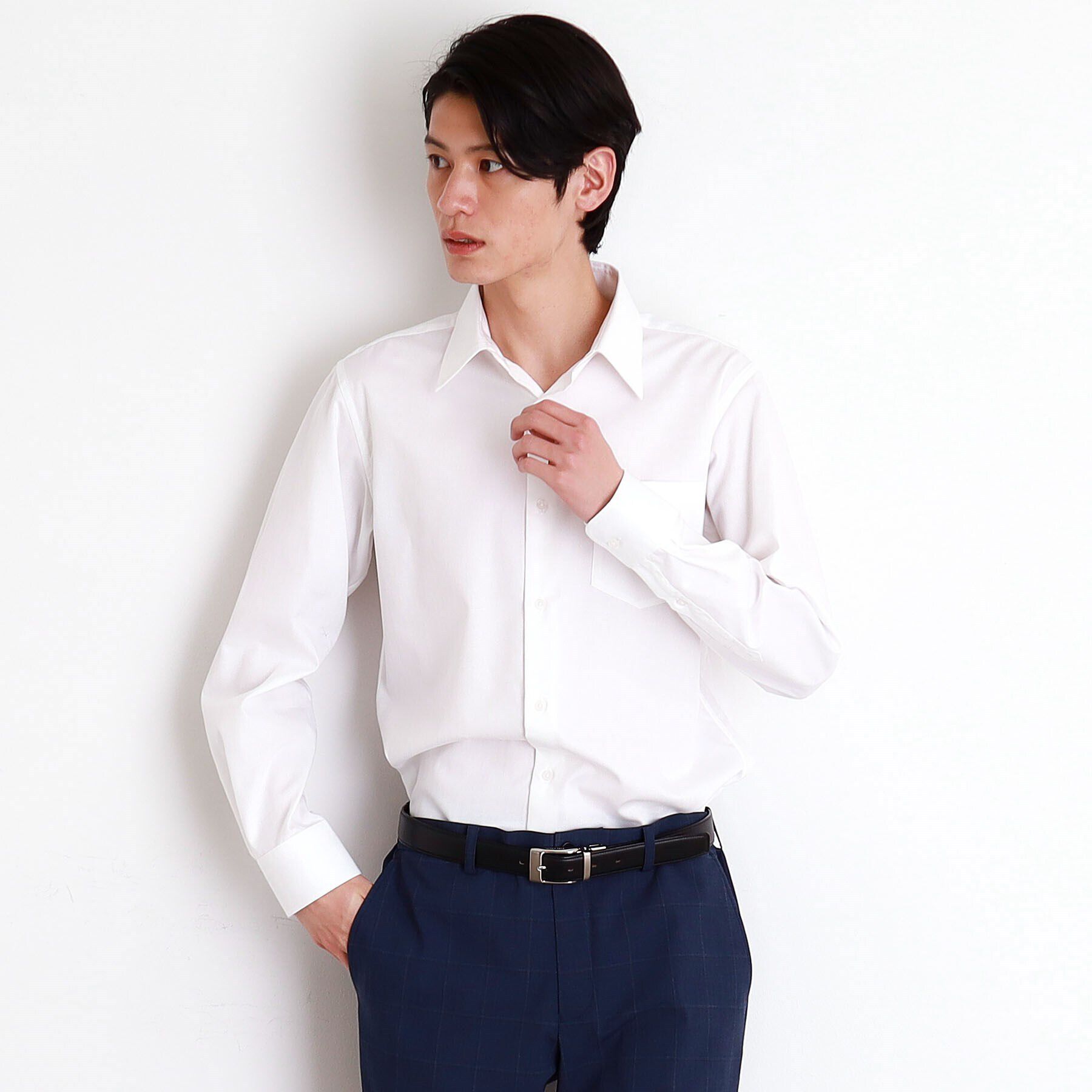 THE SHOP TK「ドレスへリンボンシャツ」|シャツ・ブラウス|オフホワイト(003