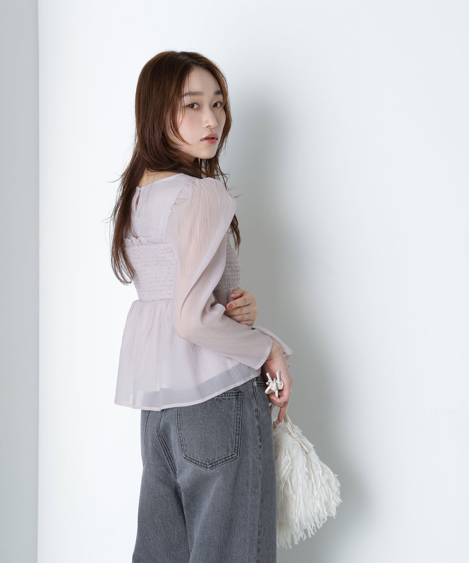  「ペプラムシャーリングブラウス」|シャツ・ブラウス|