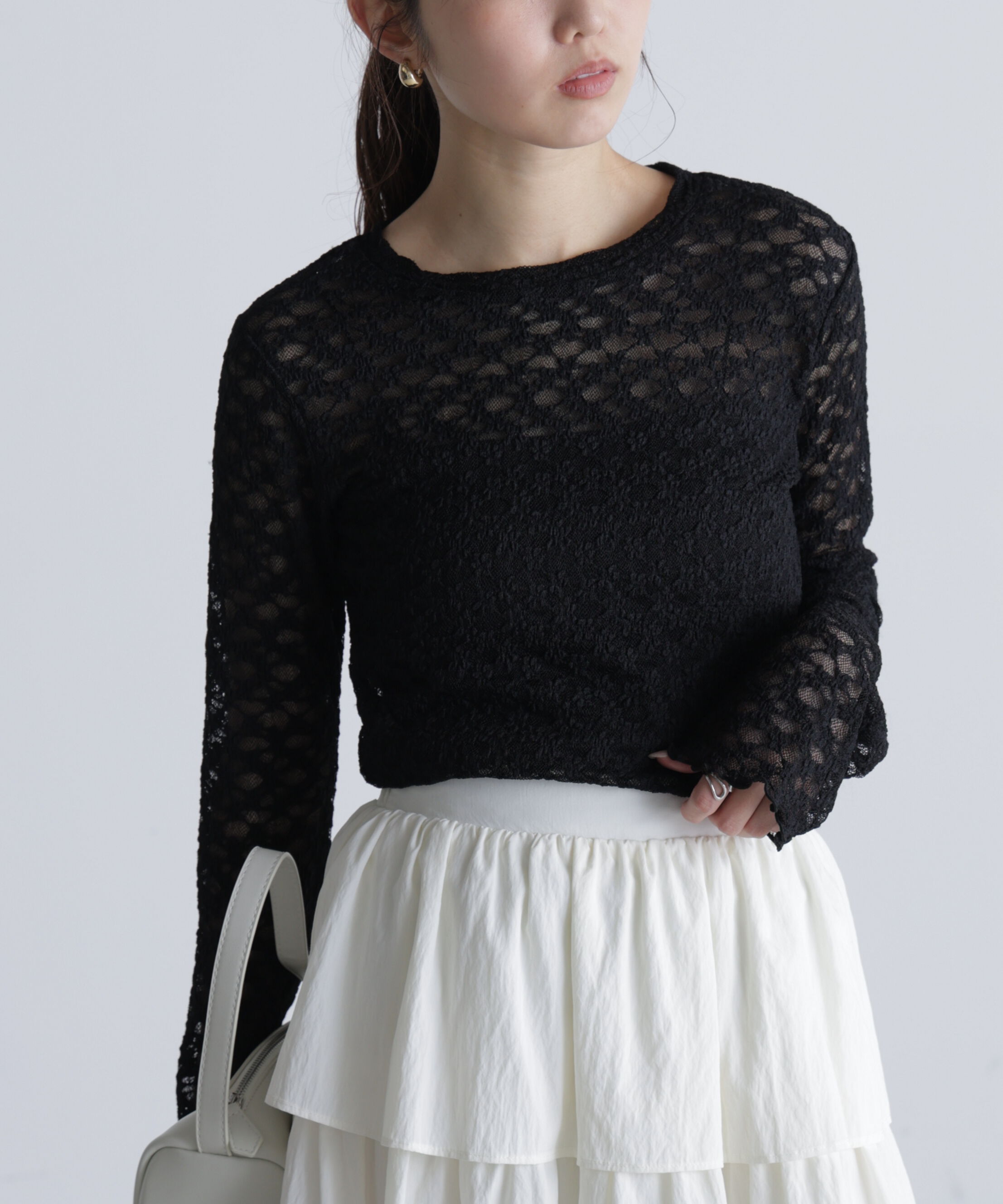  「長袖レースカットソー」|Tシャツ・カットソー|