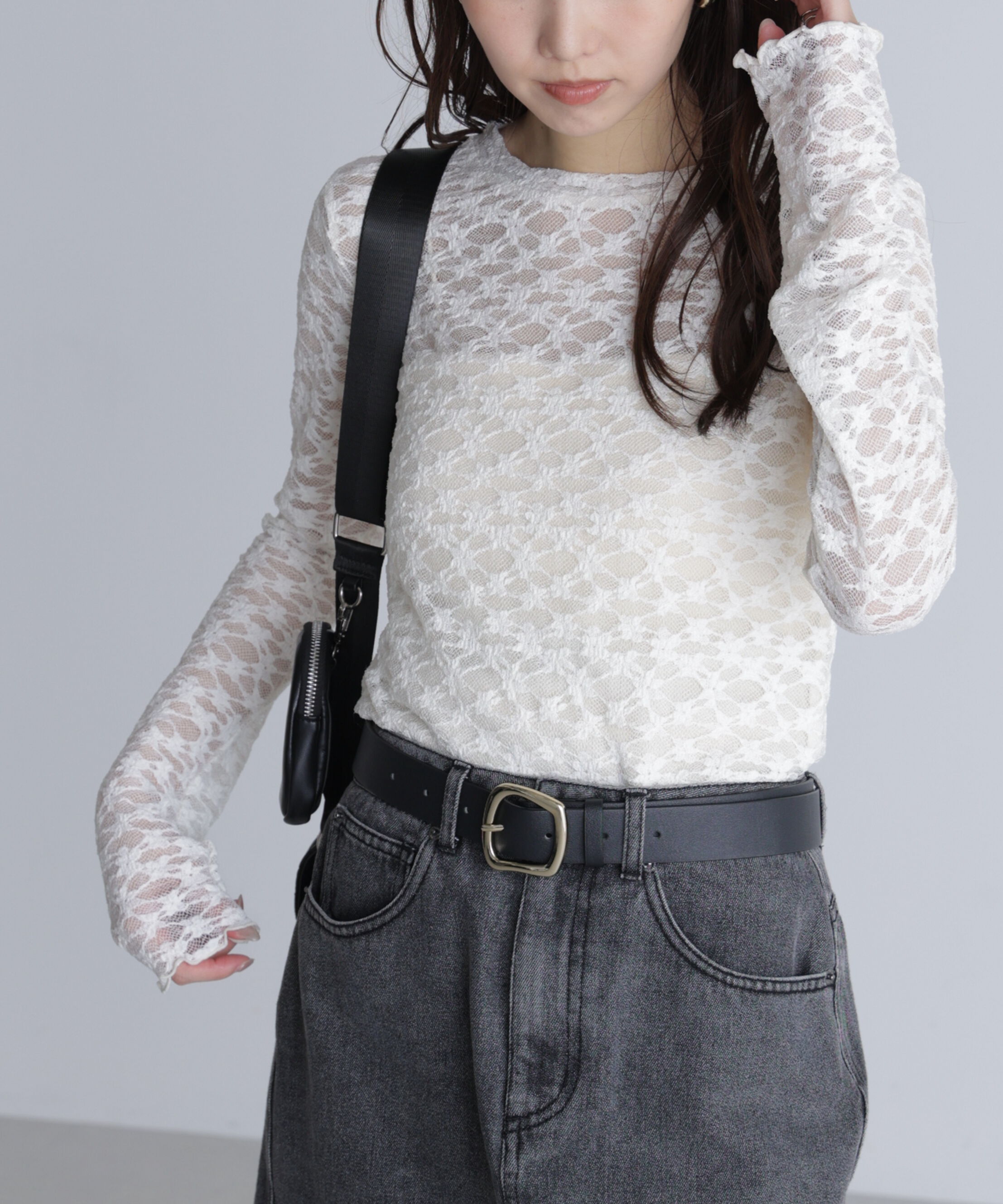  「長袖レースカットソー」|Tシャツ・カットソー|