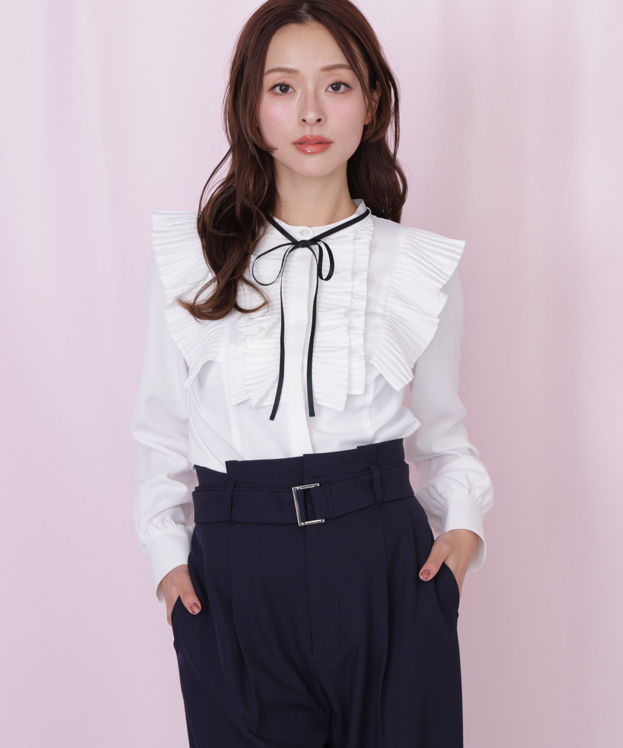  「プリーツフリルブラウス」|シャツ・ブラウス|