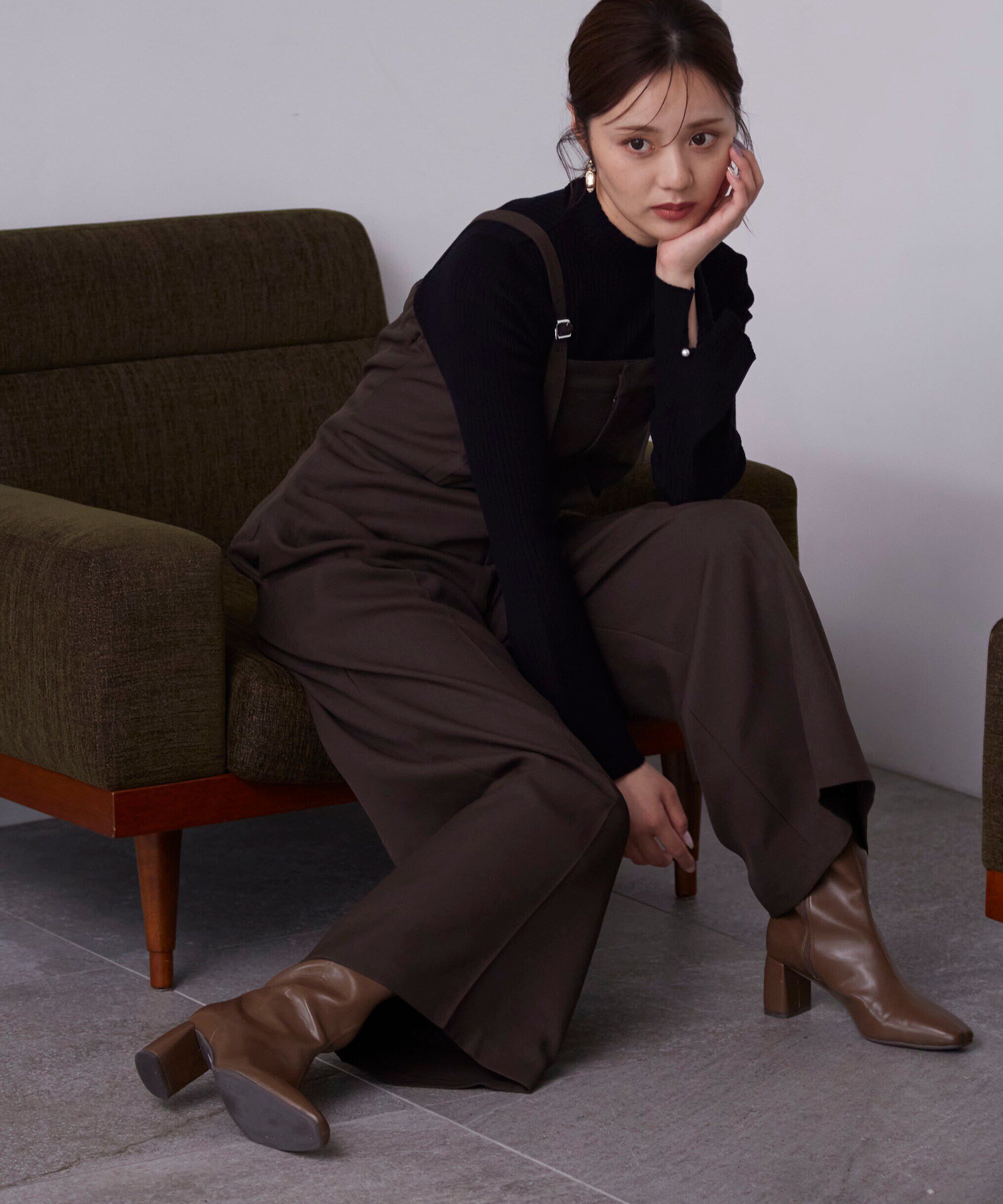 PROPORTION BODY DRESSING「パールボタンモックネックリブニット　24AW」|ニット・セーター|ブラック