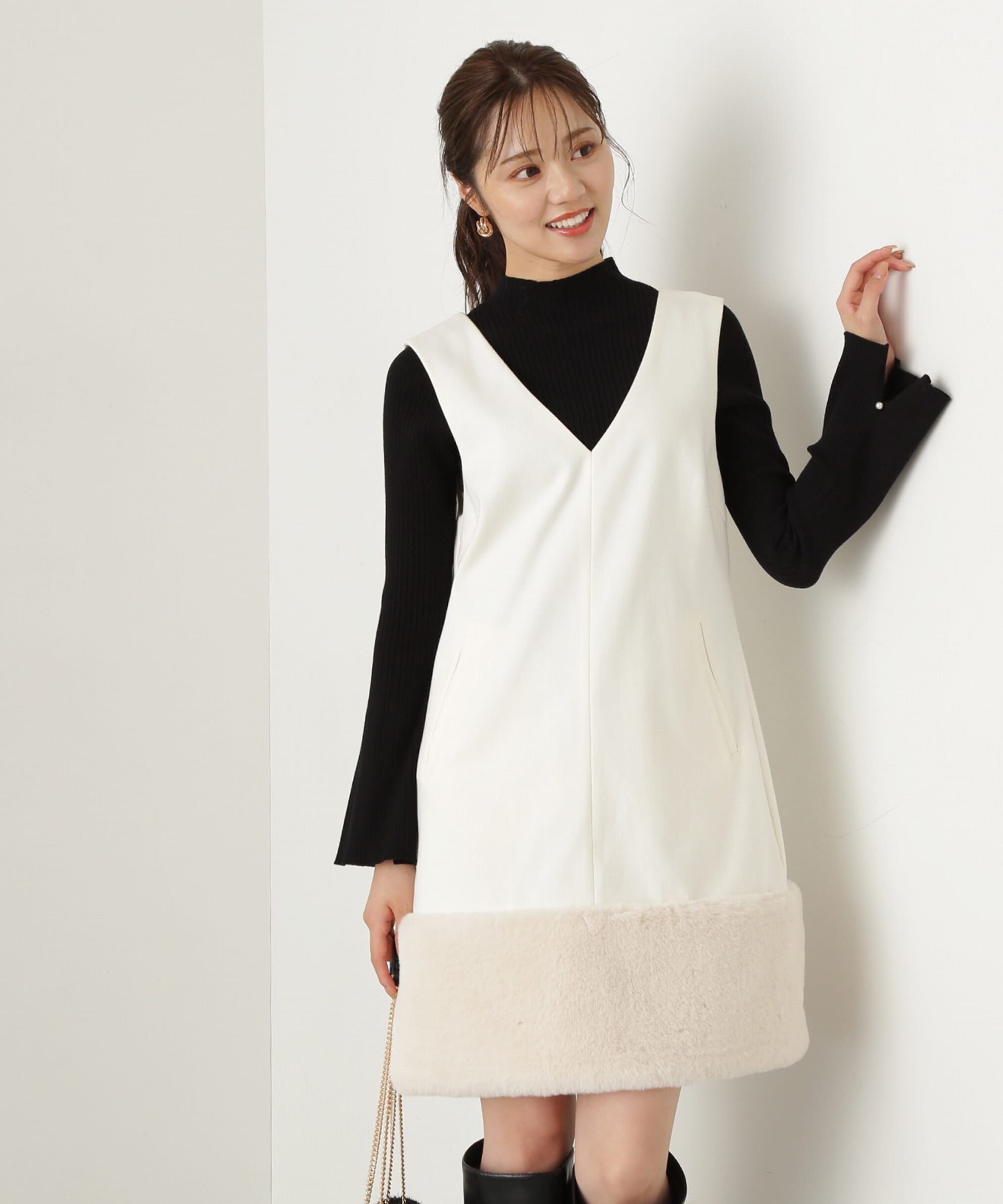 PROPORTION BODY DRESSING「パールボタンモックネックリブニット　24AW」|ニット・セーター|