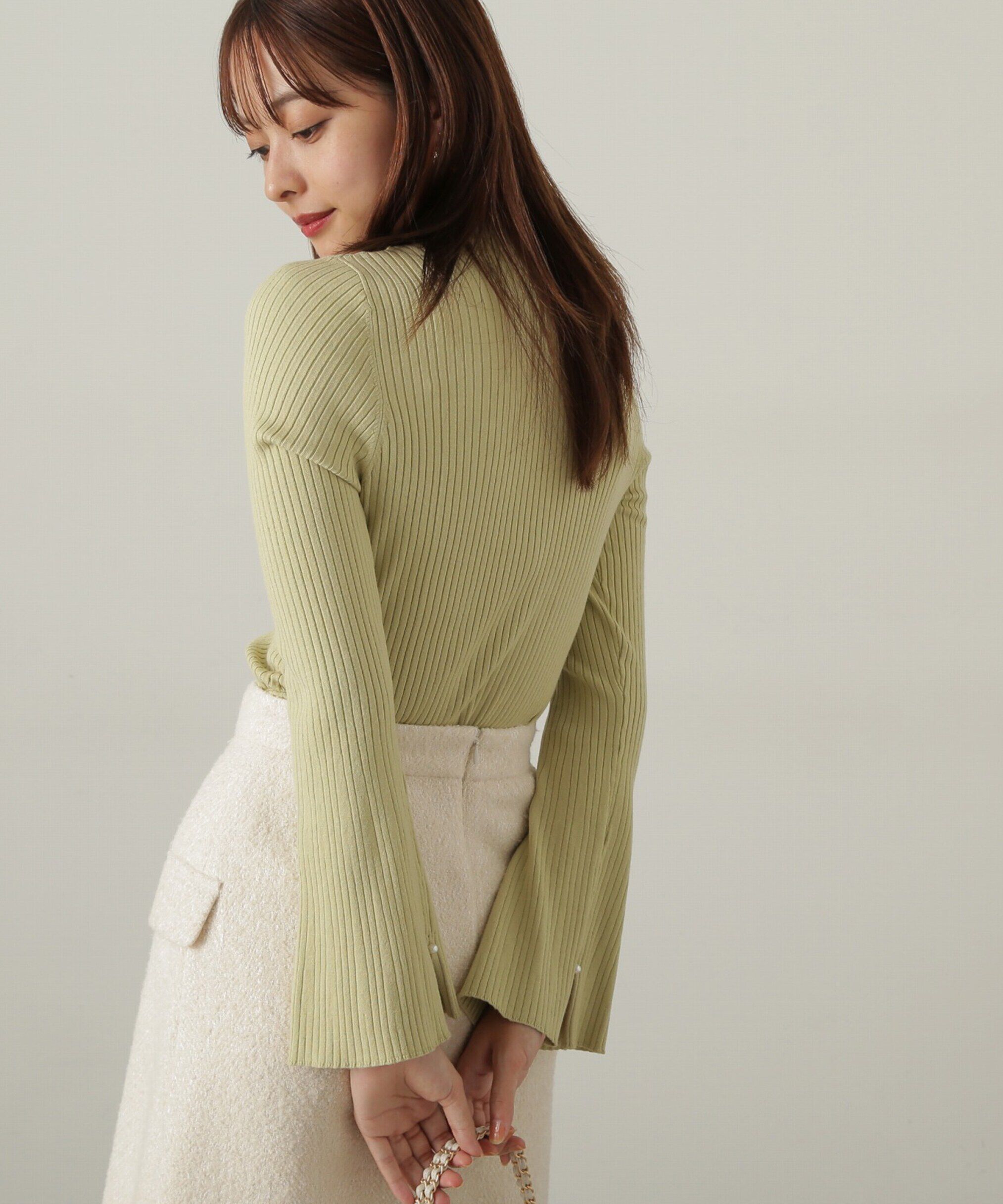 PROPORTION BODY DRESSING「パールボタンモックネックリブニット　24AW」|ニット・セーター|