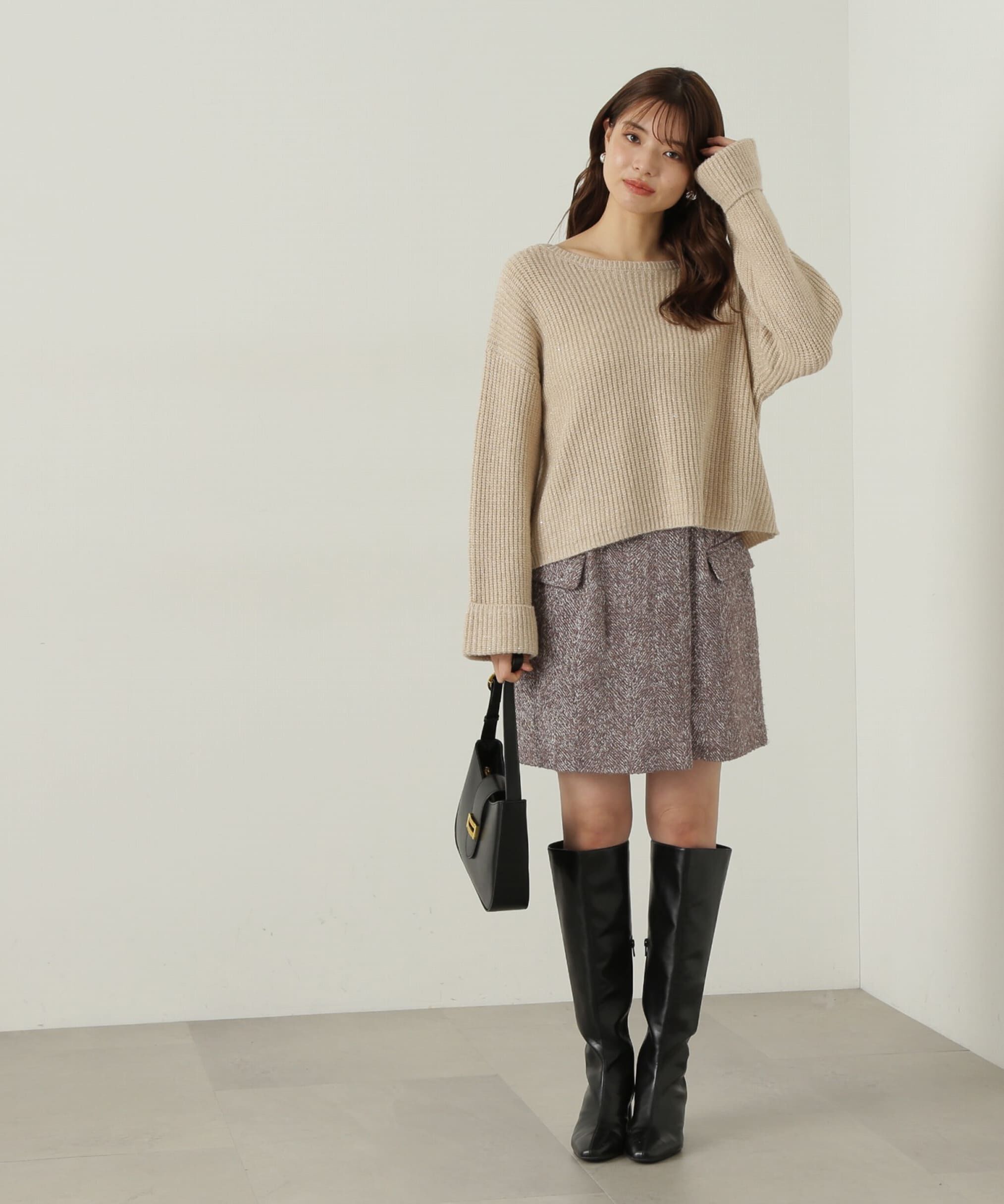 PROPORTION BODY DRESSING「スパンコール畦ニット WEB限定カラー：ブルー　24AW」|ニット・セーター|